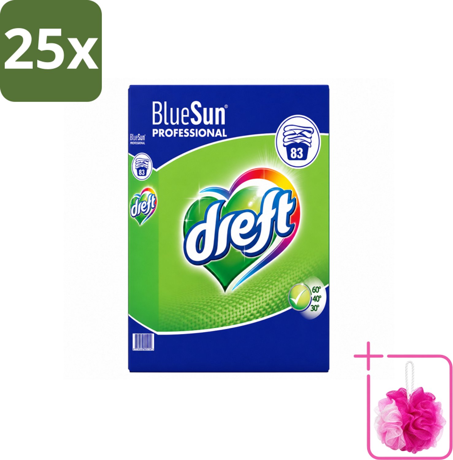 25 x Dreft - Wasmiddel Poeder - Professional - Efficiënte reiniging - 83 Wasbeurten - Bulkverpakking - Wasmiddel poeder - Douchemop - Vlekverwijdering