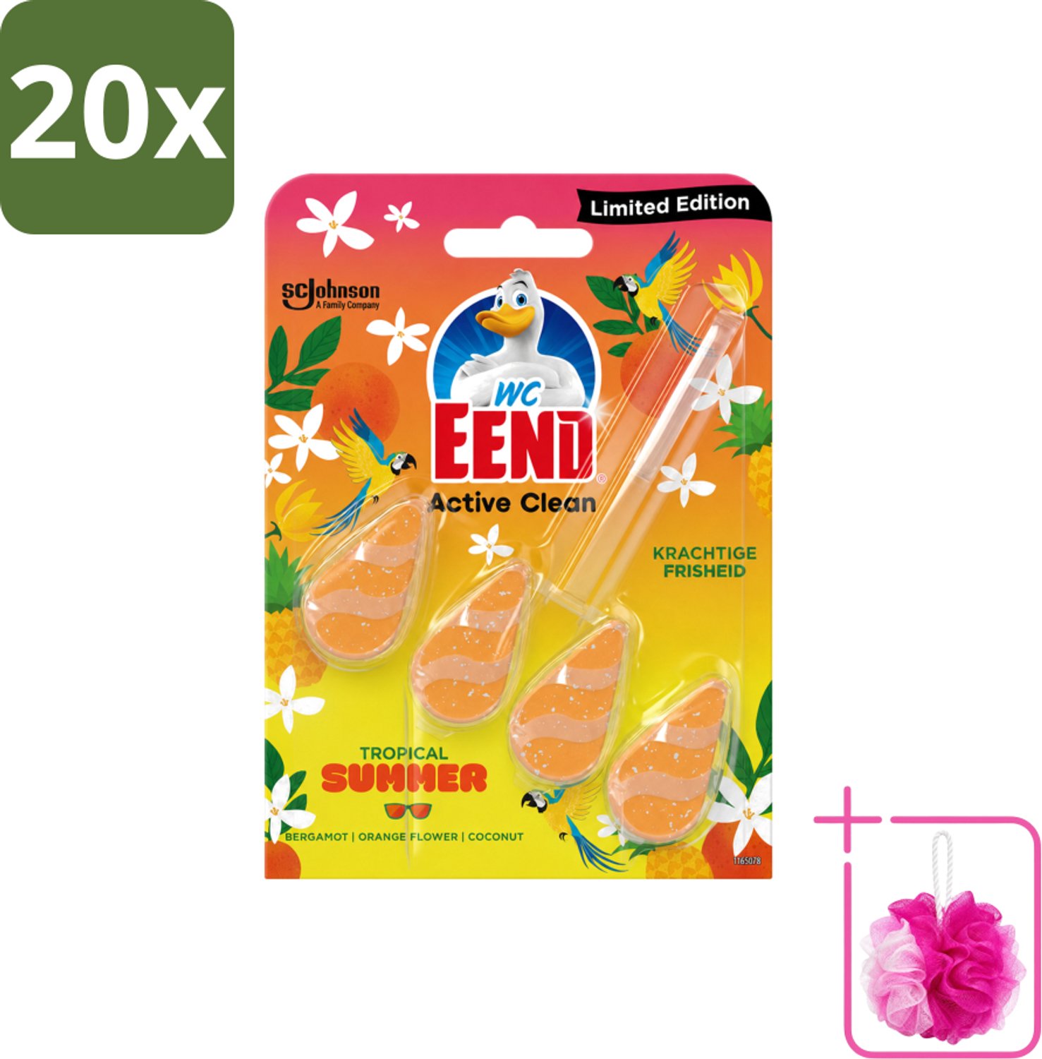 20 x WC Eend - Active Clean Tropical Summer - Toiletblok - Zomerse Frisheid - 38 gr - Bulkverpakking - WC Eend - Douchemop - Toiletblok