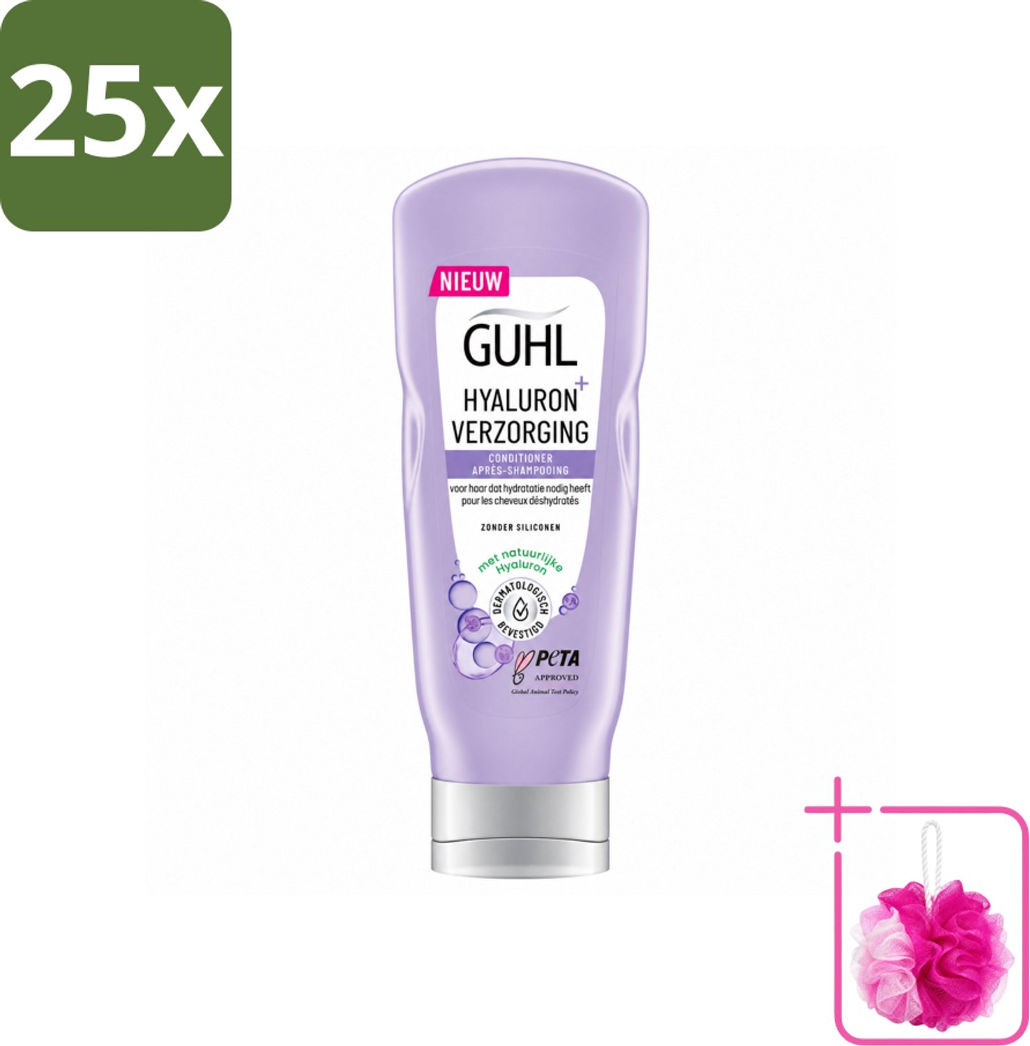 25 x Guhl - Conditioner - Hyaluron+ Verzorging - 200 ml - Bulkverpakking - Hydratatie haar - Douchemop - Hyaluron haar