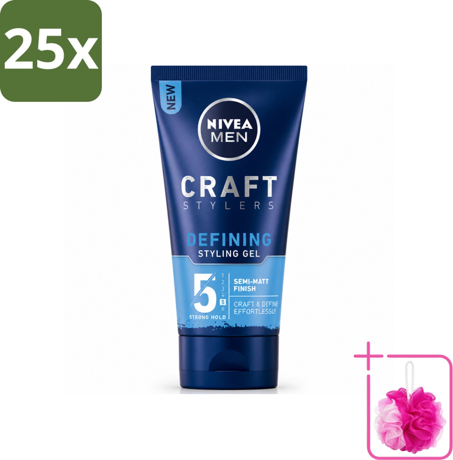 25 x NIVEA MEN - Styling Gel - Matte Finish - 150 ml - Bulkverpakking - Haarkleur - Douchemop - Haartypen