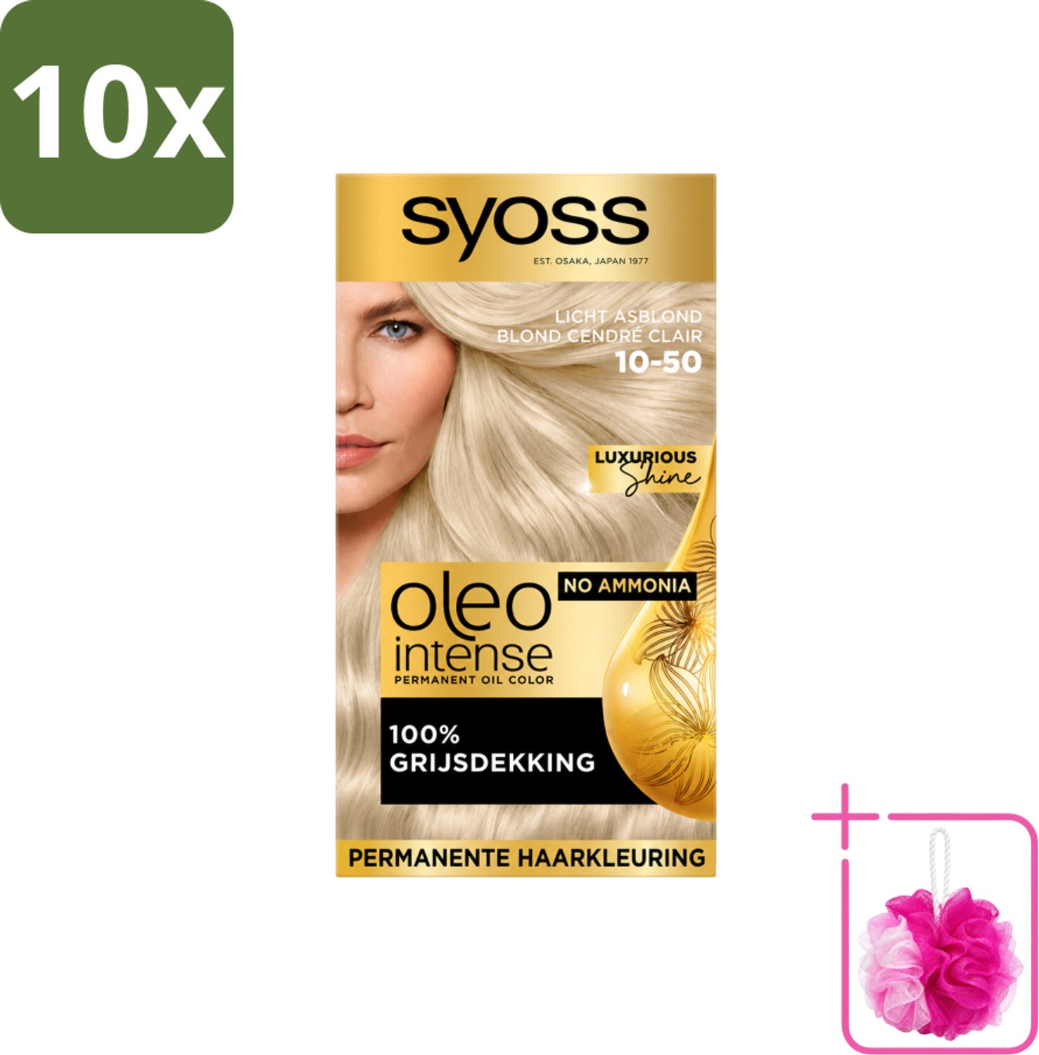 10 x SYOSS - Oleo Intense 10-50 - Haarverf - Permanente Haarkleuring - Licht Asblond - Langdurige Kleur - Bulkverpakking - Haarkleur - Douchemop - Haarkleuren