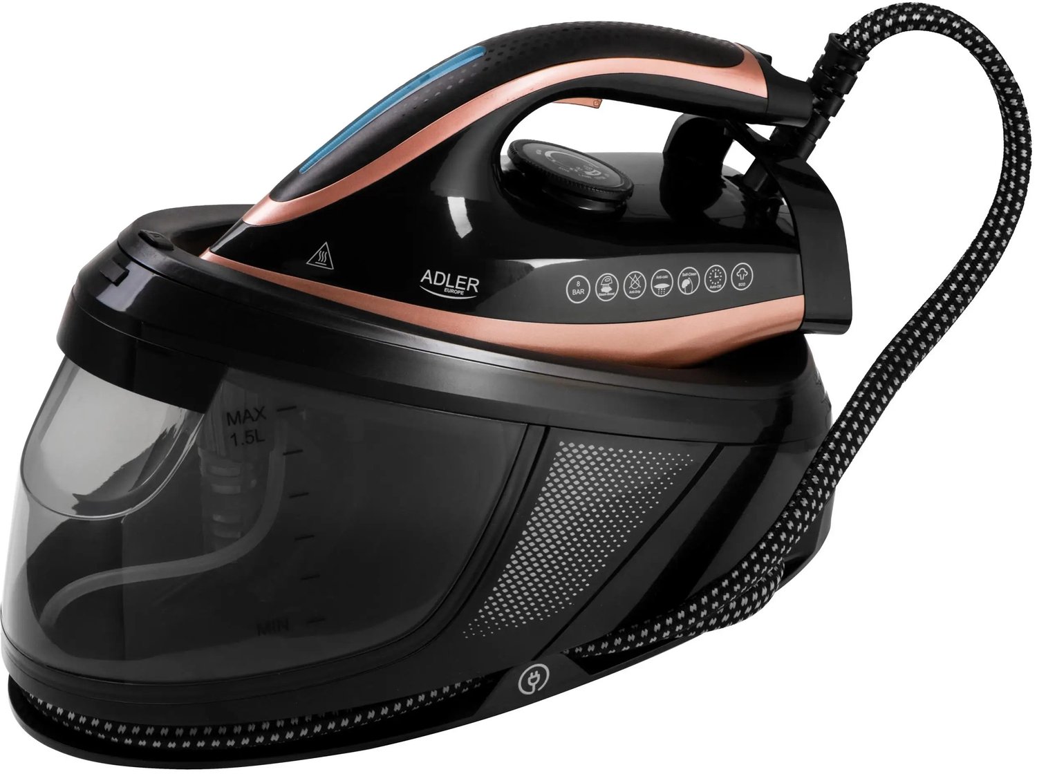 Cherrys Finds - Strijkijzer - Stoomstrijkijzer - Stomer - Stoomgenerator - Antikalk - Zelfreinigend - 3100W - 8 Bar - Keramisch - Anti Druppel - Zwart en Rose Gold