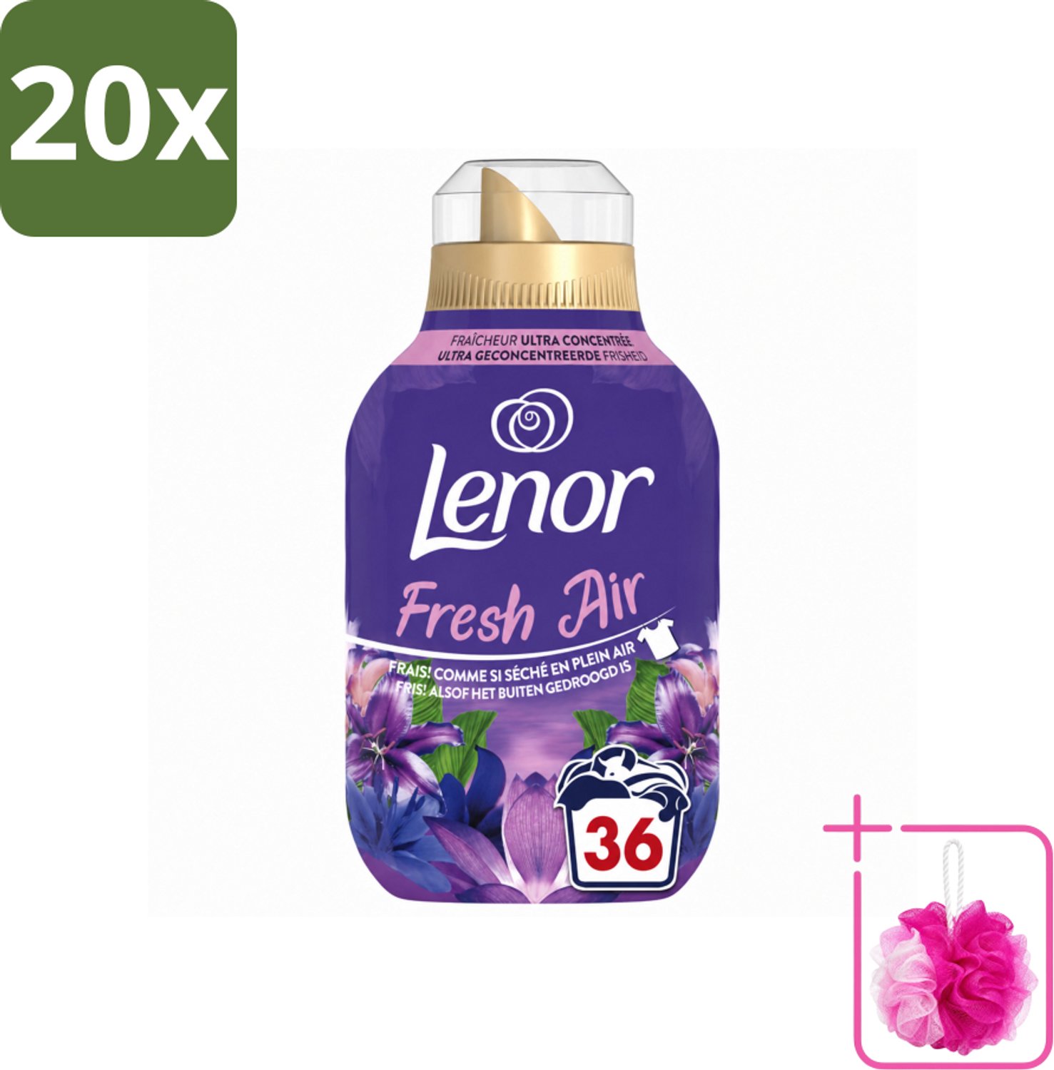 20 x Lenor - Wasverzachter - Fresh Air Maneschijn - Ultra Geconcentreerd - 36 Wasbeurten - Bulkverpakking - Wasverzachter - Douchemop - Frisheid