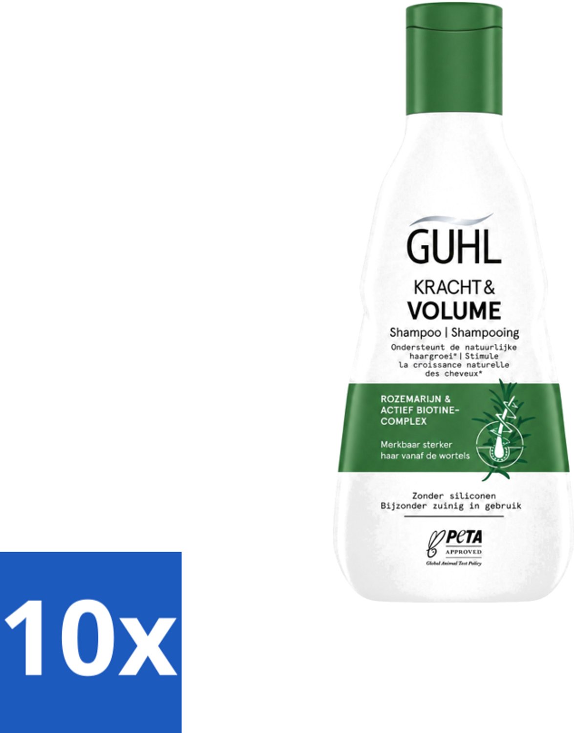 10 x Guhl – Shampoo – Kracht & Volume – 250 ml - Voordeelverpakking - 10 stuks