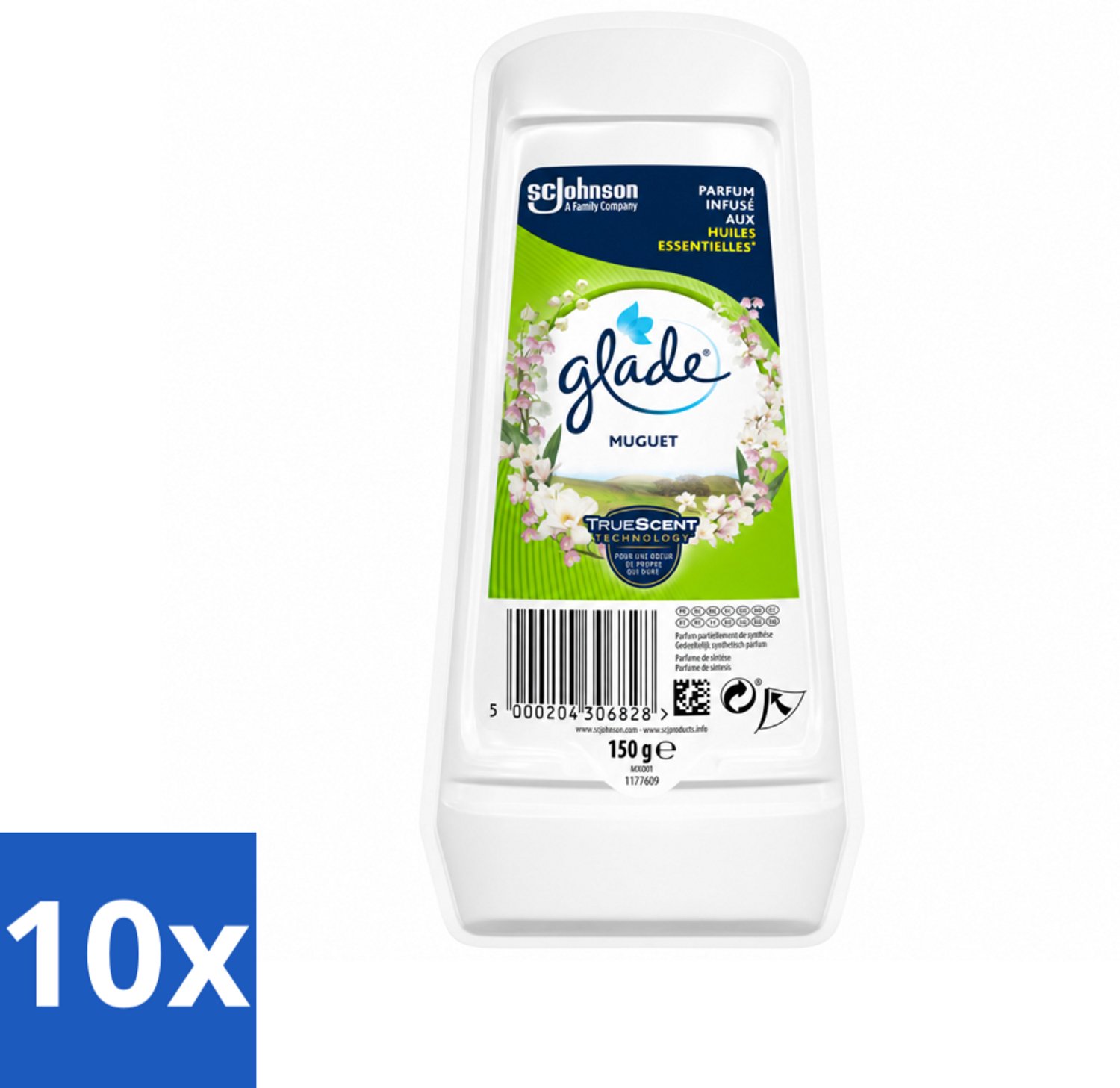 10 x Glade – Luchtverfrisser Gel – Muguet – 150 g - Voordeelverpakking - 10 stuks