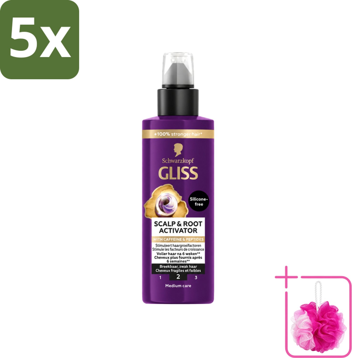 5 x Gliss - Scalp & Root Activator - Siliconenvrij - Voor Gezonde Hoofdhuid - 100 ml - Bulkverpakking - Haargroei activator - Douchemop - Haarwortel stimuleren