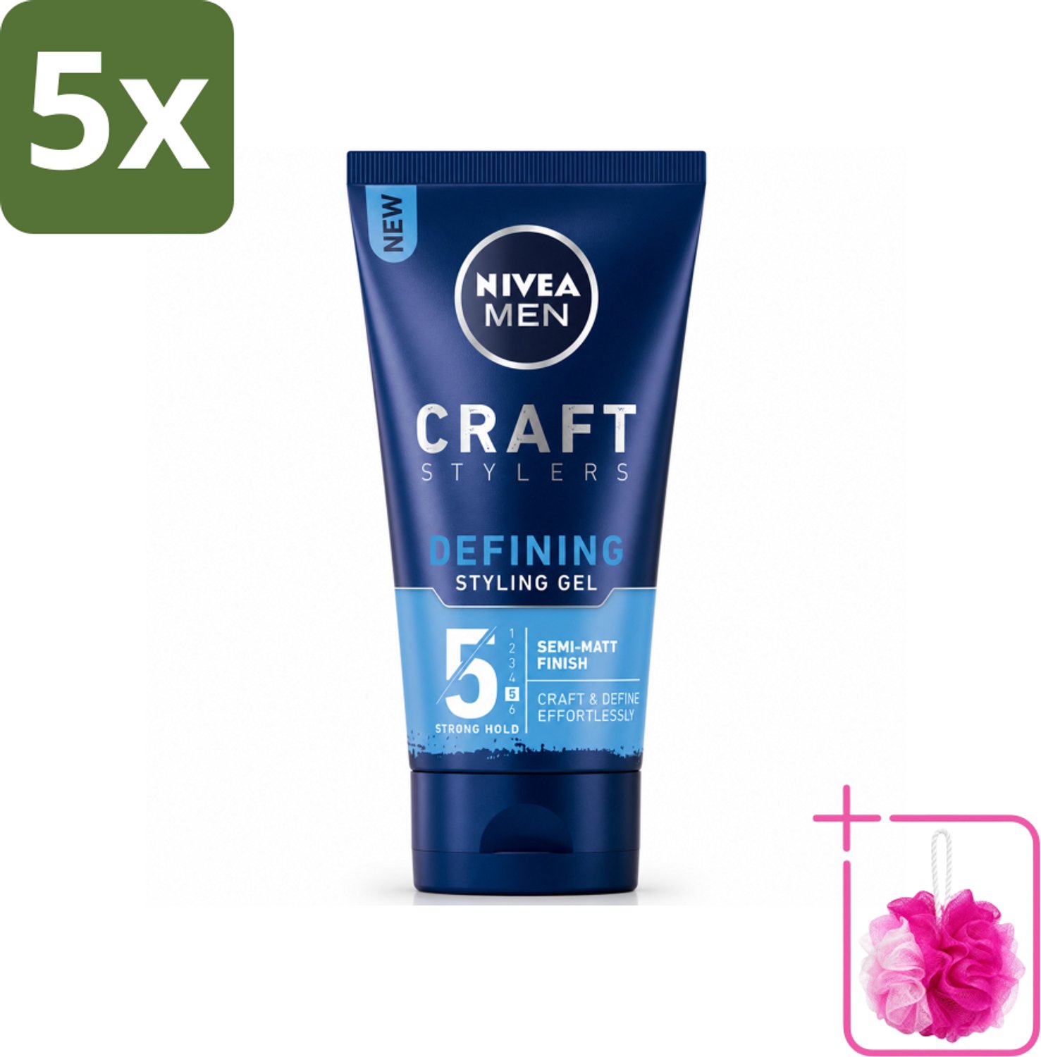 5 x NIVEA MEN - Styling Gel - Matte Finish - 150 ml - Bulkverpakking - Haarkleur - Douchemop - Haartypen
