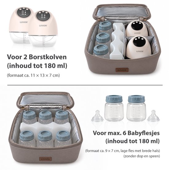 LUVION® Luxe Borstvoeding Kolftas - Geïsoleerde Moedermelk Koeltas met Koelelement - Flessentas voor Onderweg - Moedermelk tot 12 uur Koel - Taupe van Luvion — afbeelding 2