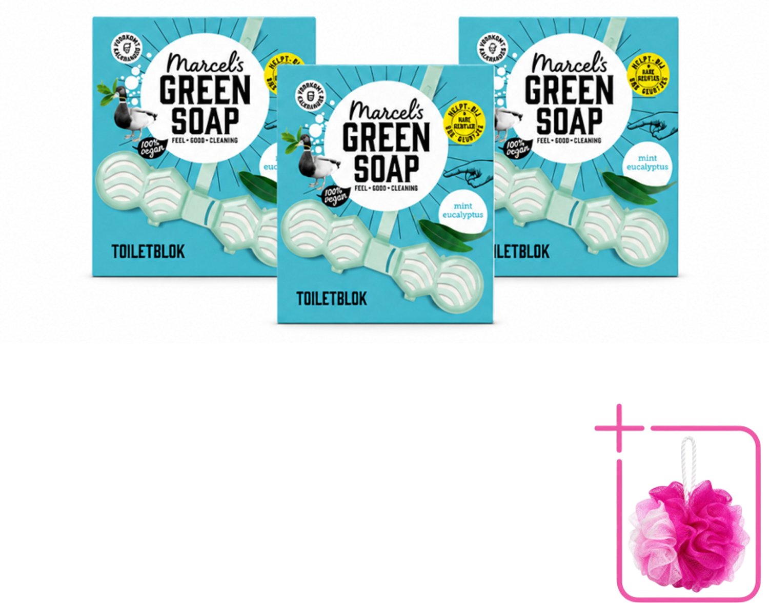 3 x Marcel's Green Soap - Toiletblok - Munt & Eucalyptus - Langdurige werking - 1 Toiletblok - Bulkverpakking - Toiletblok - Douchemop - Munt en eucalyptus
