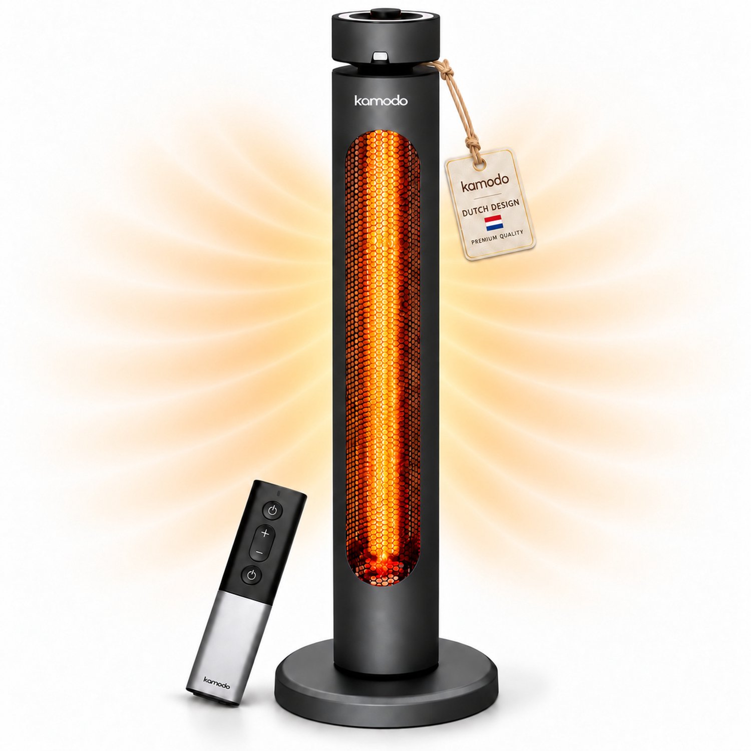 Komodo Terrasverwarmers - Fuji 2000W - Infrarood kachel en Elektrische Kachel 8 Verschillende Standen - LED-display - Infrarood Verwarming - Afstandsbediening - Oscillatie - Zwart