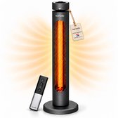 Komodo Terrasverwarmers - Fuji 2000W - Infrarood kachel en Elektrische Kachel 8 Verschillende Standen - LED-display - Infrarood Verwarming - Afstandsbediening - Oscillatie - Zwart