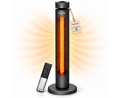 Komodo Terrasverwarmers - Fuji 2000W - Infrarood kachel en Elektrische Kachel 8 Verschillende Standen - LED-display - Infrarood Verwarming - Afstandsbediening - Oscillatie - Zwart