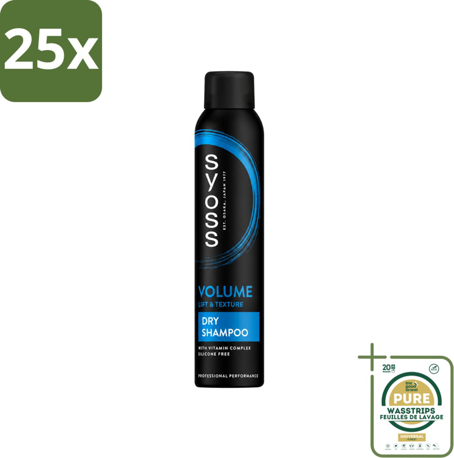 25 x SYOSS - Volume Droogshampoo - Shampoo - Voor Volumeboost - 200ml - Wasstrips - Volumeboost Haar - Droogshampoo - Fris Haar - Haarversterking - Panthenol