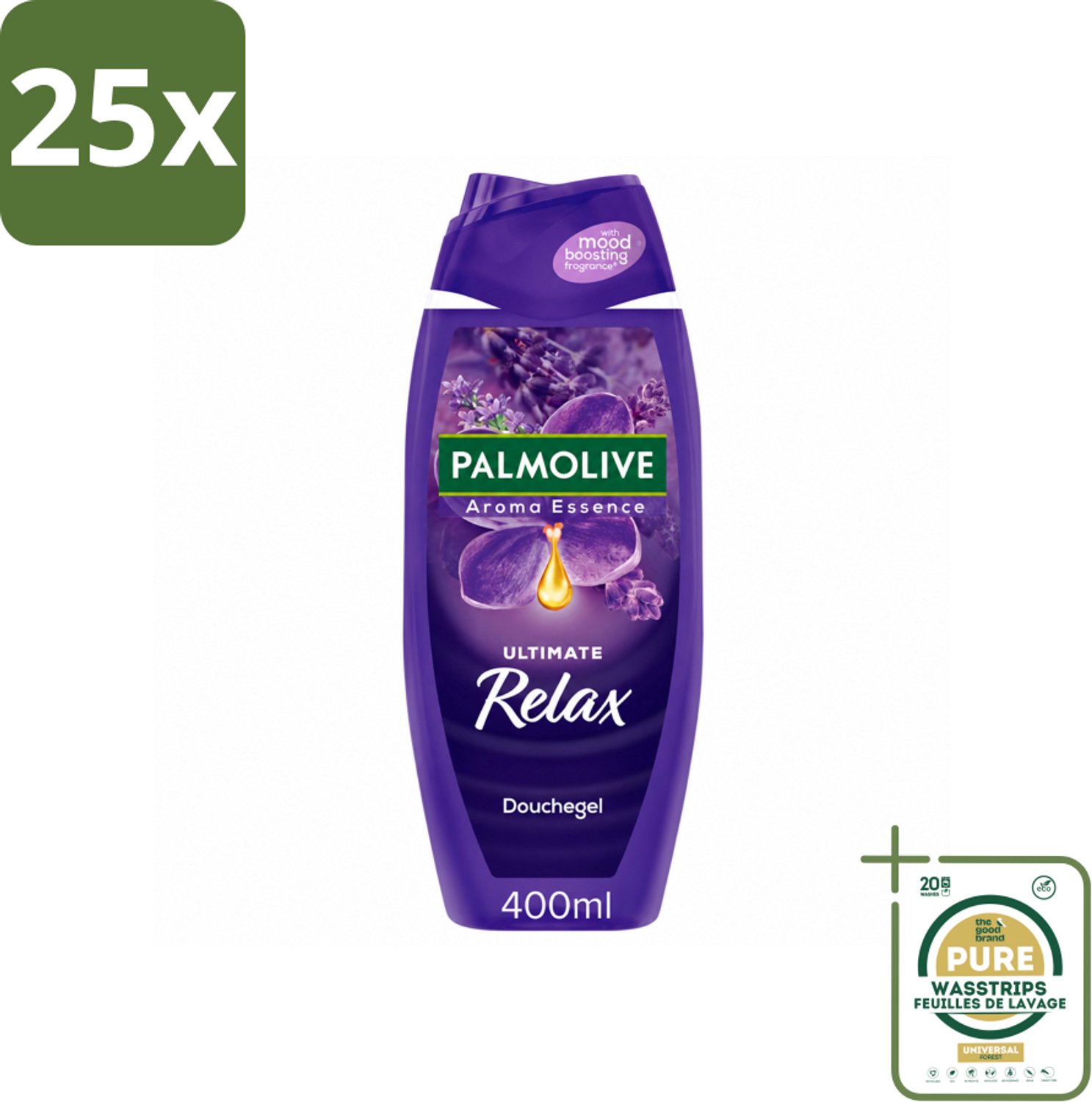 25 x Palmolive - Aroma Essences Ultimate Relax - Douchegel - Ontspannende Geur - 400 ml - Wasstrips - Douchegel - Ontspannende Geur - Lavendel - Natuurlijke Geur - Huid Verzorging