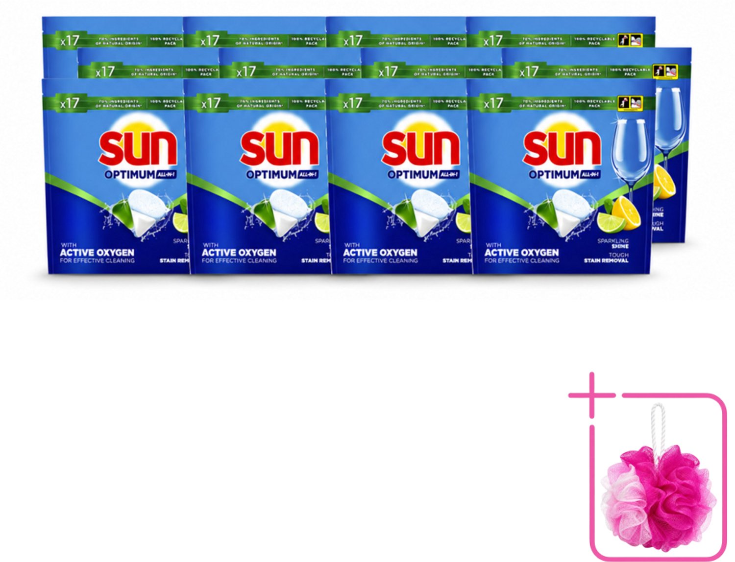 12 x Sun - Vaatwascapsules - Citroen - 17 capsules - Bulkverpakking - Vaatwasmiddel - Douchemop - Vaatwasser