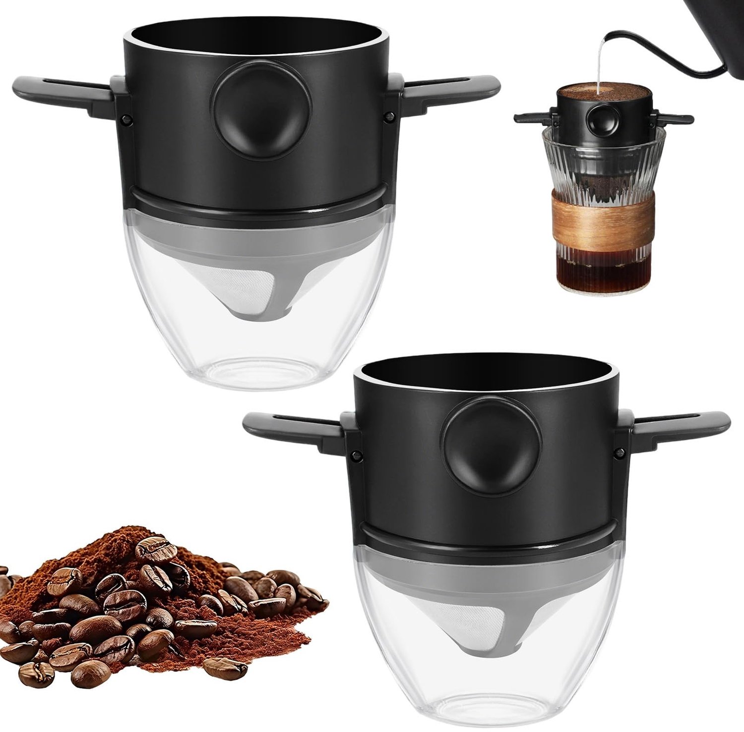 Herbruikbare Koffiefilters - 2 Stuks, Zwart