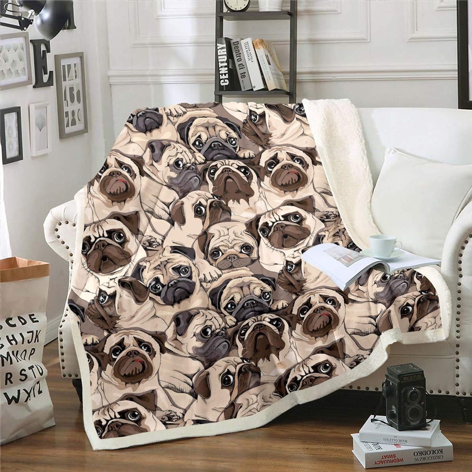 Schattige Hond Fleece Deken met Cartoon Motief