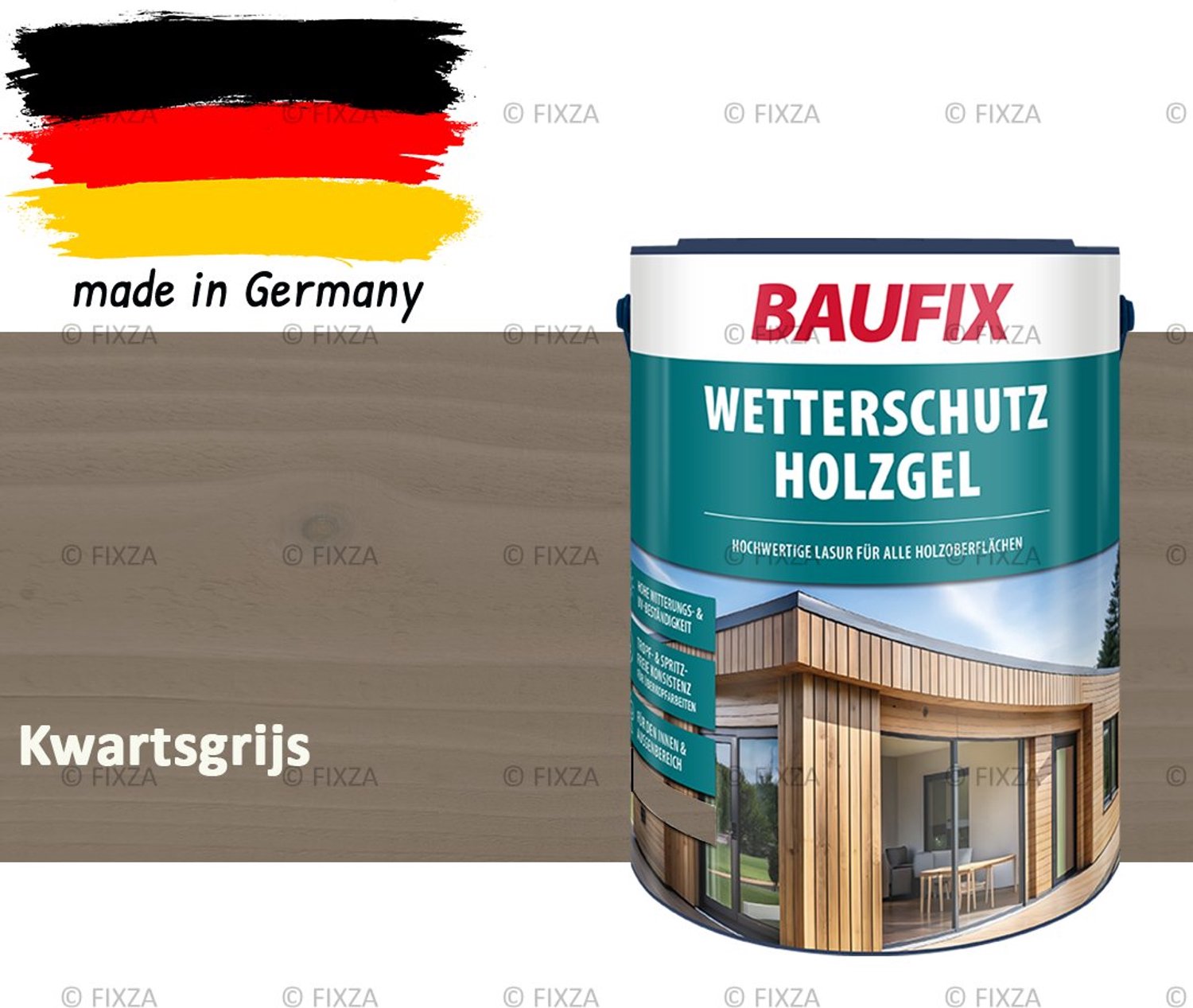BAUFIX Buitenbeits – Kwartsgrijs – Zijdeglans – 5 Liter – Voor Schutting, Tuinhuis & Blokhut – UV- & Weerbestendig