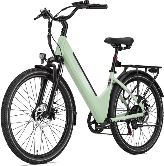 26-inch Elektrische Fiets - 250W Motor - Actieradius 75-100km -36V 14.5Ah Accu - Stadsfiets voor Dames en Heren Groen — afbeelding 2
