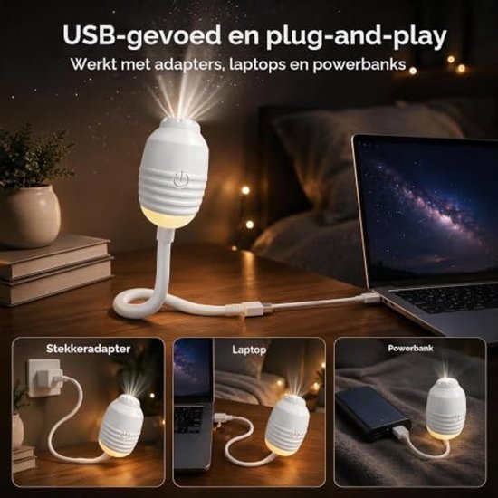 Casalora® Galaxy Projector, 2-in-1 USB sterrenhemelprojector voor volwassenen 12 films dimbaar 360° HD Smart Dynamic 5D holografische nachtlampprojector voor slaapkamer, auto en reizen van casalora — afbeelding 4