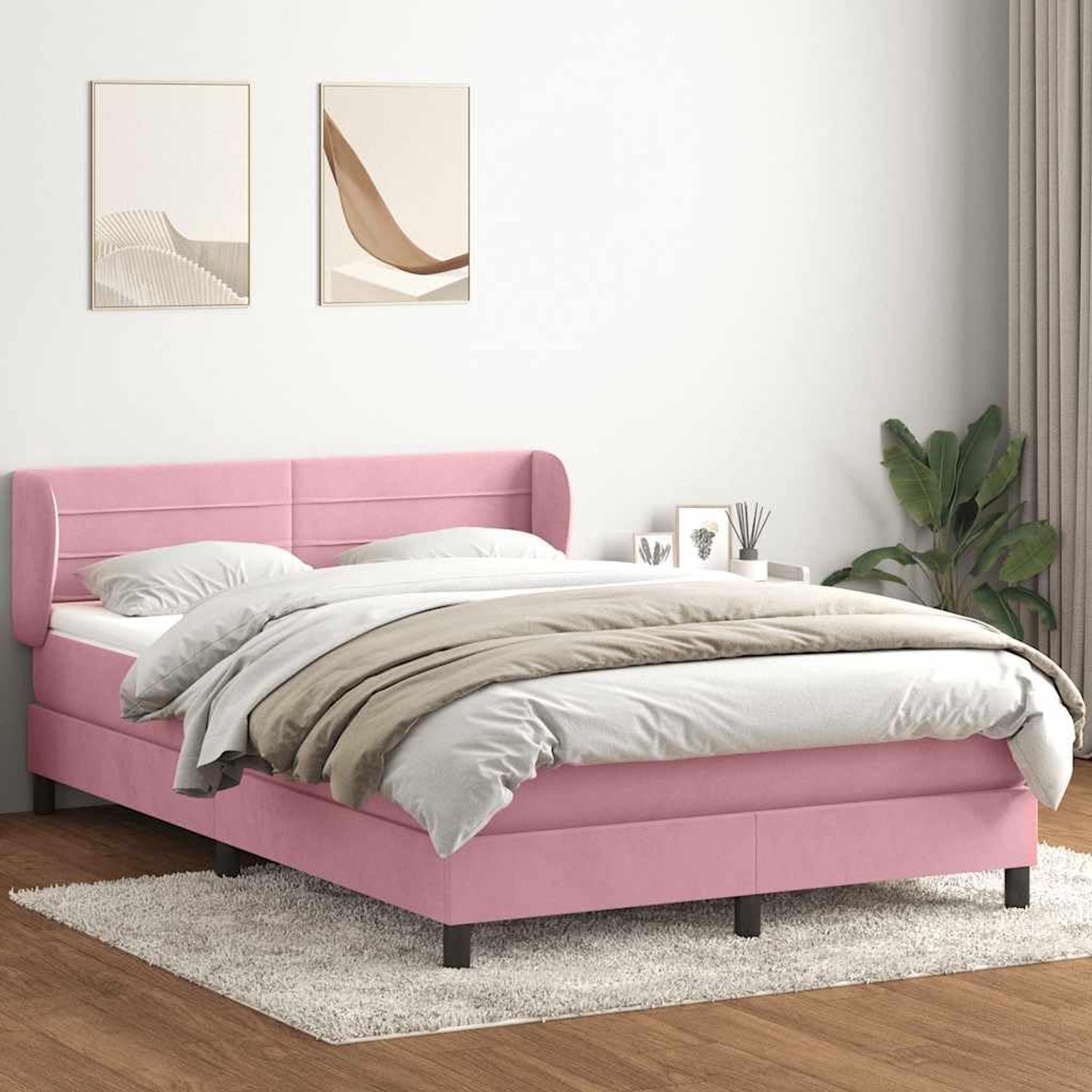 Boxspring met pocketveringmatras roze 160x220 cm