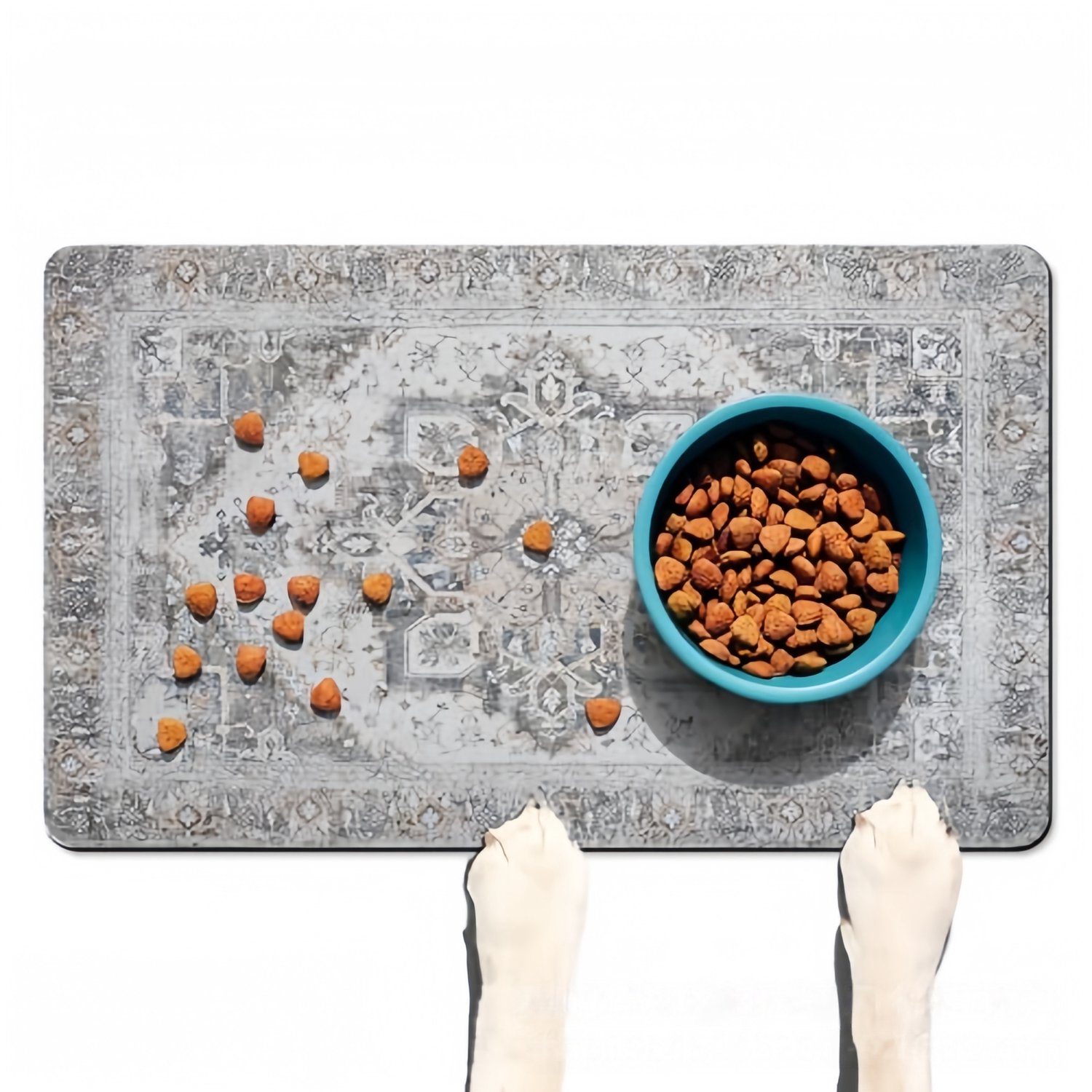 Huisdiermat – Voermat voor honden – Absorberende mat – Mat voor voer- en drinkbakken – Sneldrogend (houdt de voerplek droog en schoon) – Antislip – Eenvoudig dagelijks te reinigen (veeg het oppervlak simpelweg af met een vochtige doek)-40 x 50 cm