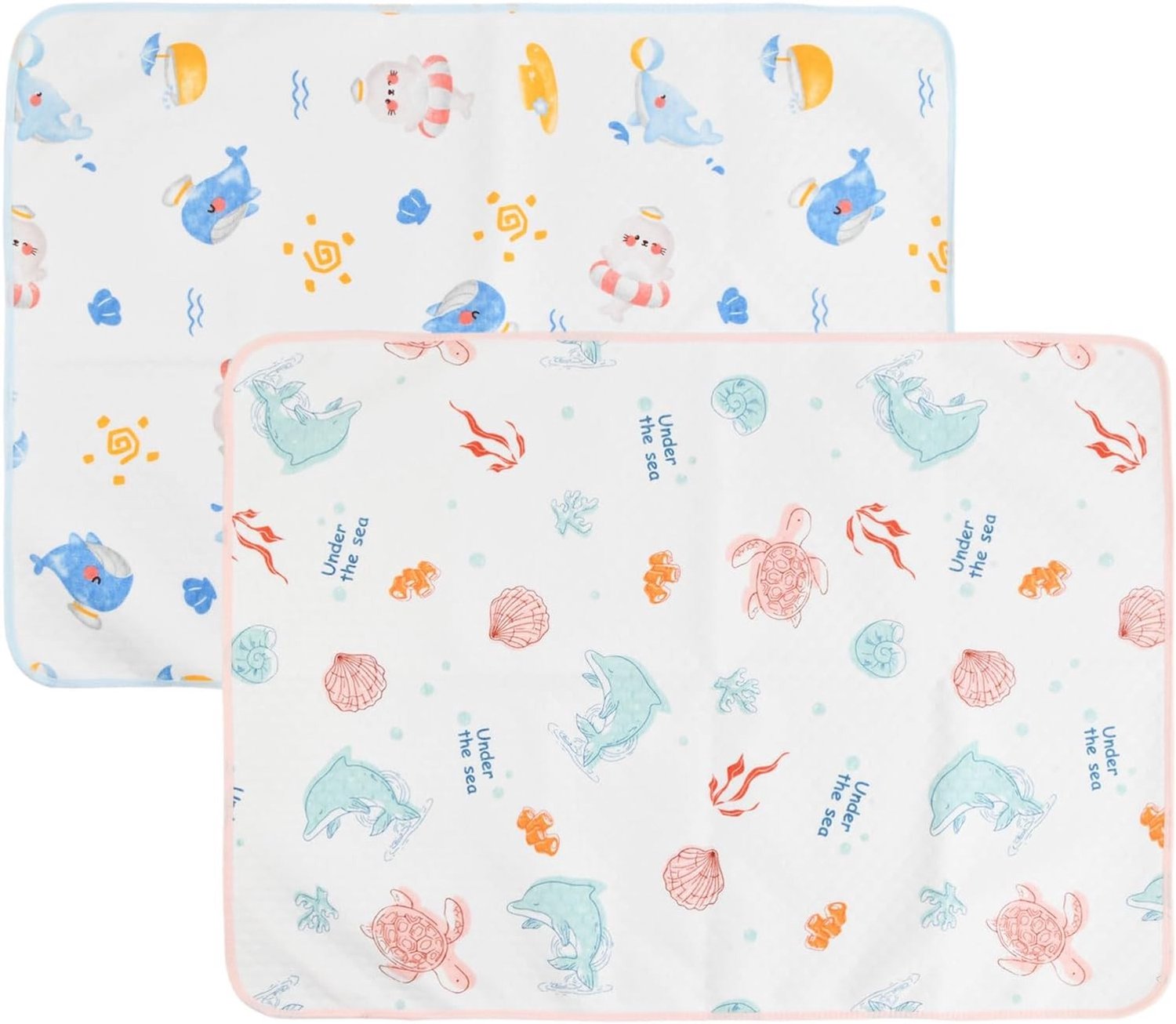 Set van 2 draagbare verschoonmatten voor pasgeborenen, 50 x 70 cm, katoen, waterdicht, ideaal voor onderweg en babyverzorging