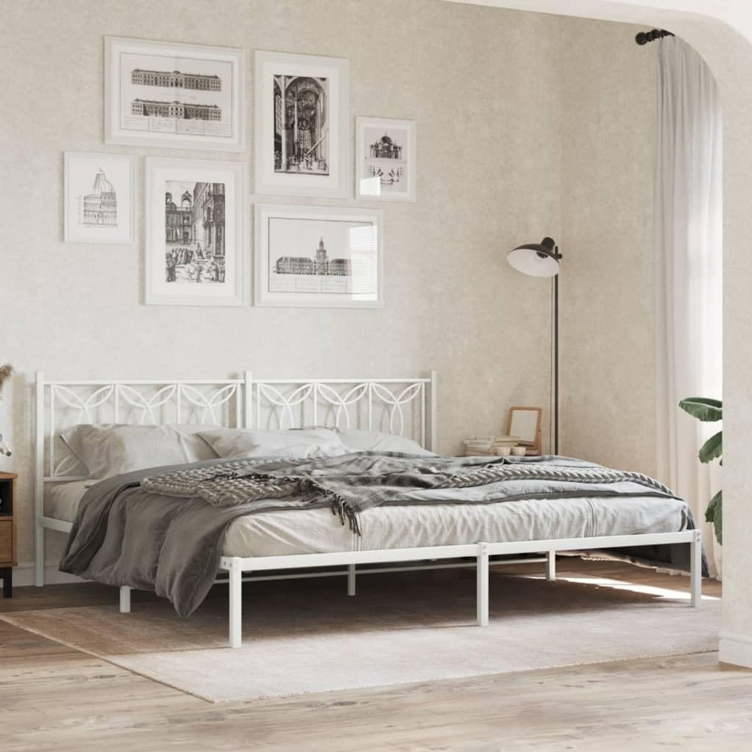 Bedframe met opbergruimte Klassiek wit 193x203 cm
