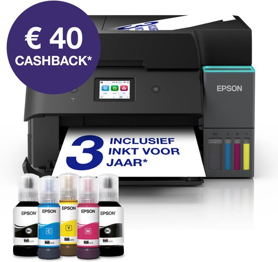 Epson EcoTank ET-4950 - All-in-One Inkttank Printer - Kleurenscherm - Dubbelzijdig afdrukken, scannen én kopieren - ADF - Fax