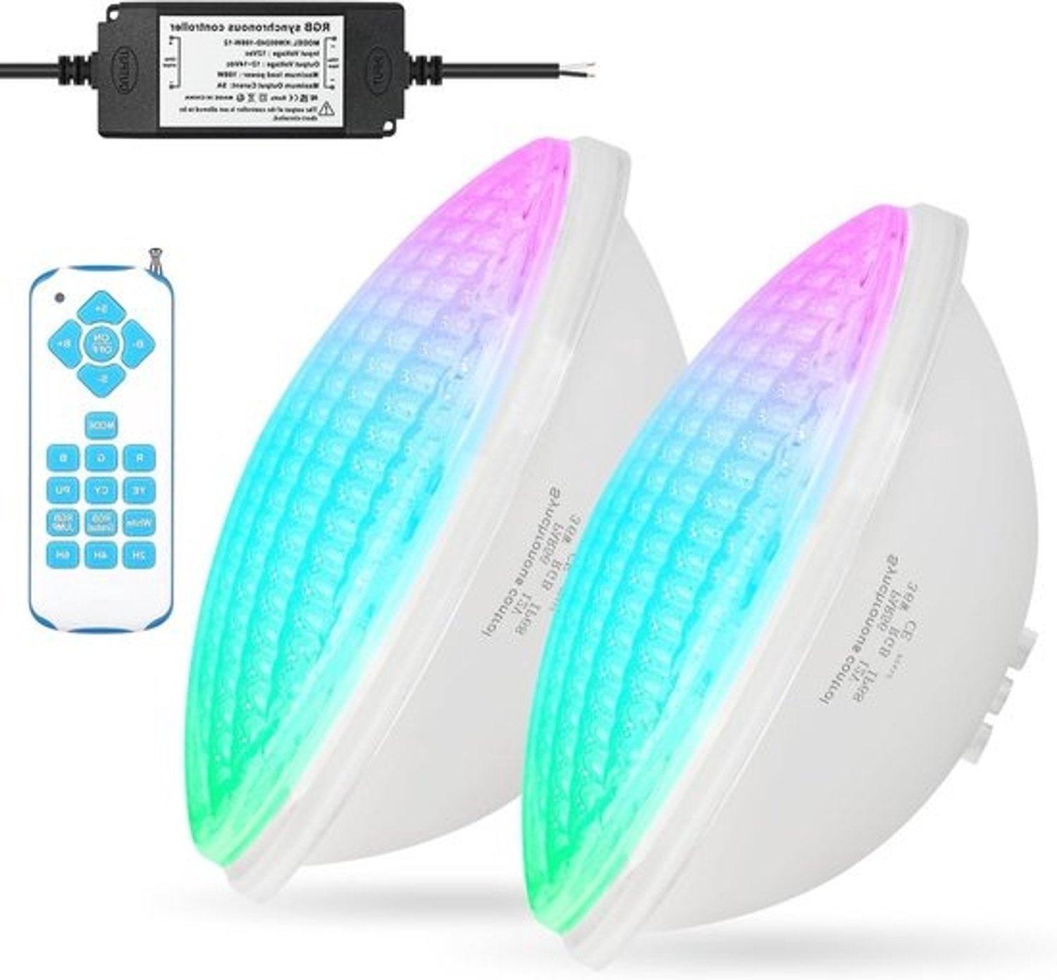 Led-zwembadverlichting – Set vijverlampen – Voor nachtelijk zwemmen – Met afstandsbediening – 36 Watt – RGB Led-zwembadverlichting – Set vijverlampen – Voor nachtelijk zwemmen – Met afstandsbediening – 36 Watt – RGB
