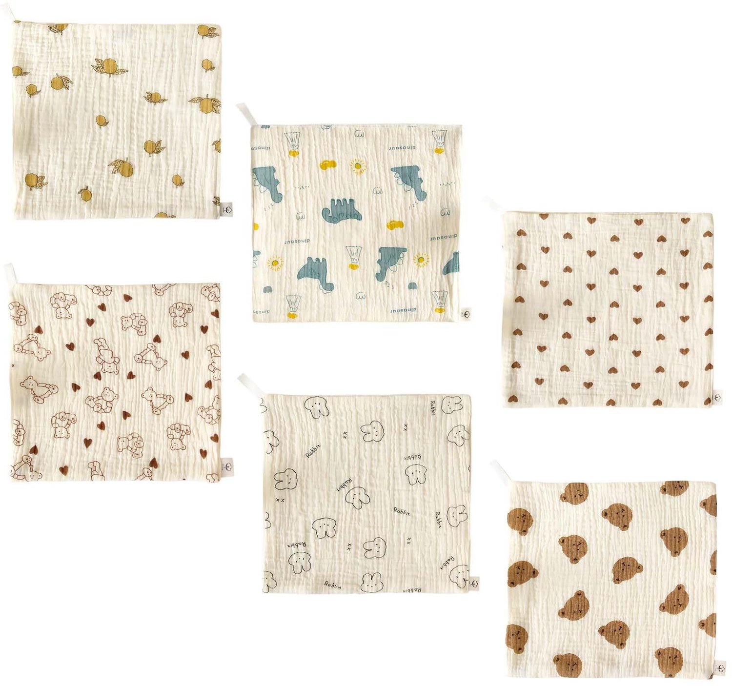 Set van 6 Zachte Katoenen Babyluiers 25 x 25 cm