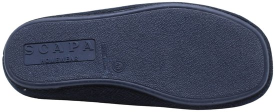 Zwarte rubberen zool van een Scapa Homewear pantoffel met maat 40 en Made in Spain markering.