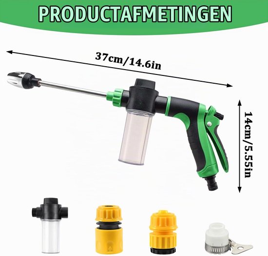 Hogedrukpistool Power Jet 2026, tuinpistool met messing mondstuk, metalen tuinwaterpistool, robuust, geschikt voor vele toepassingen in de tuin, terras (B) — afbeelding 2
