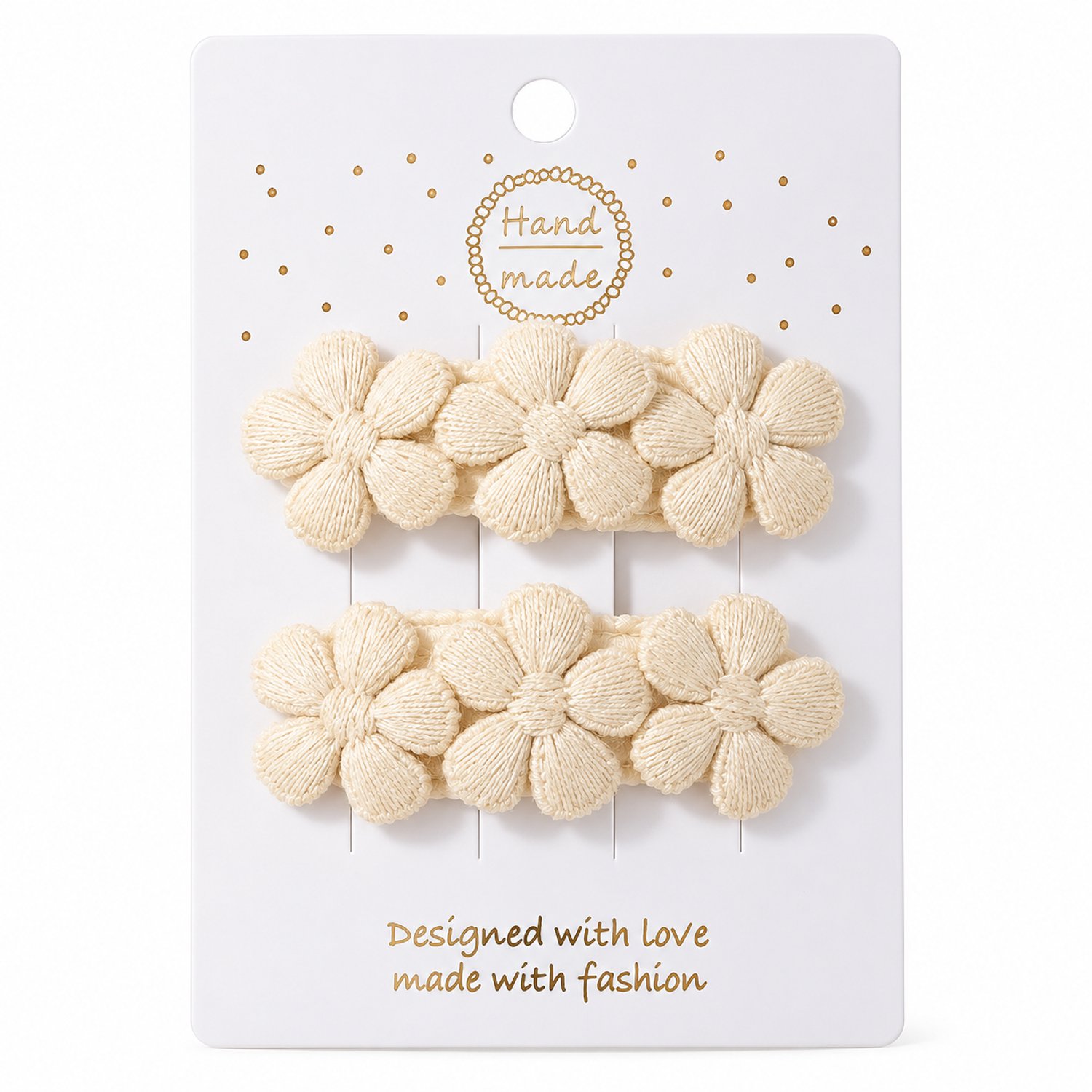 Vavida Haarspeldjes - 2 stuks - Bloemen - Flowers - 6 cm - Crème - Meisjes