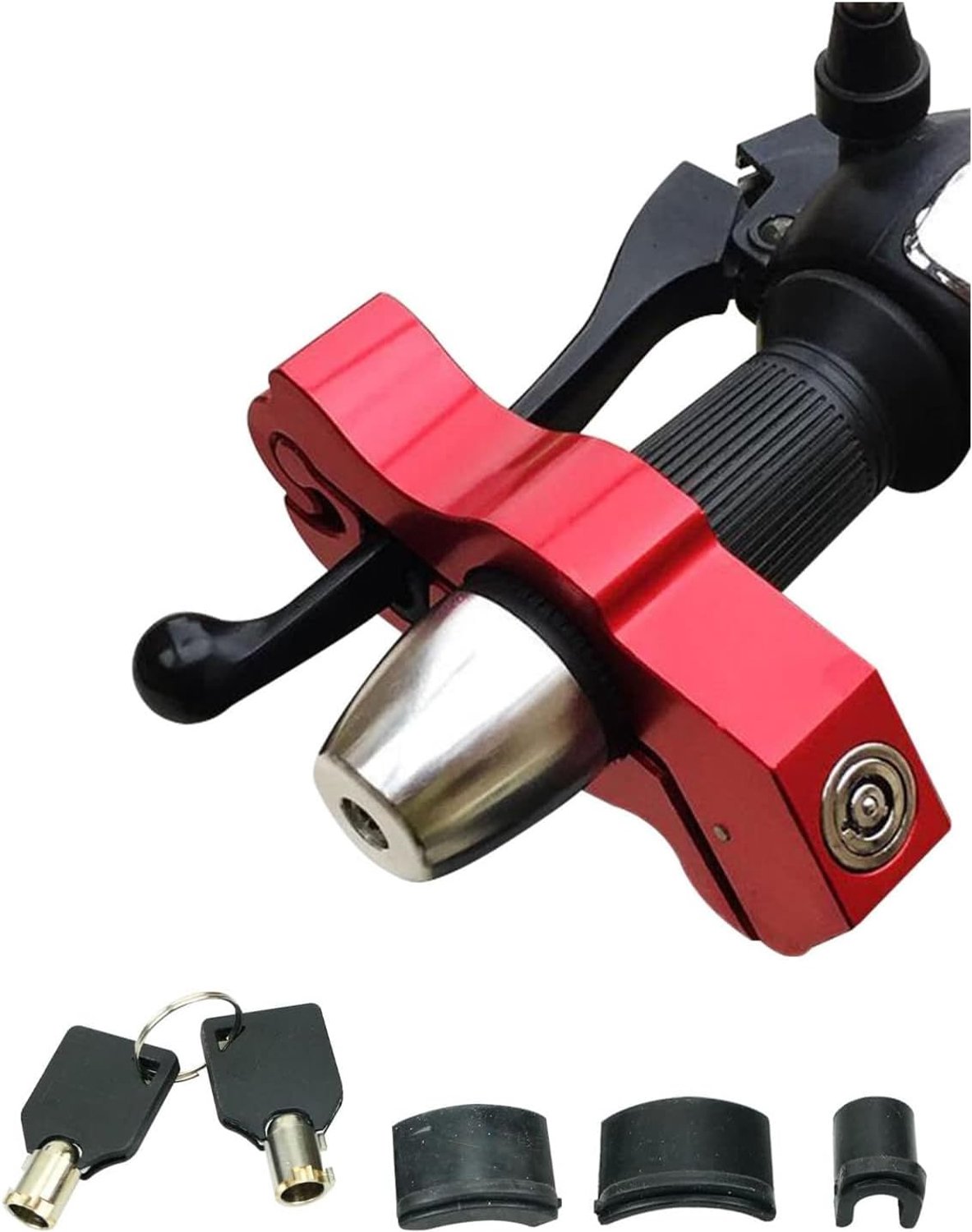 Universele CNC Aluminium Remhendel Slot Remhendel Slot Slot met 2 Sleutels voor Scooter Bromfiets ATV (Rood) - Homevero