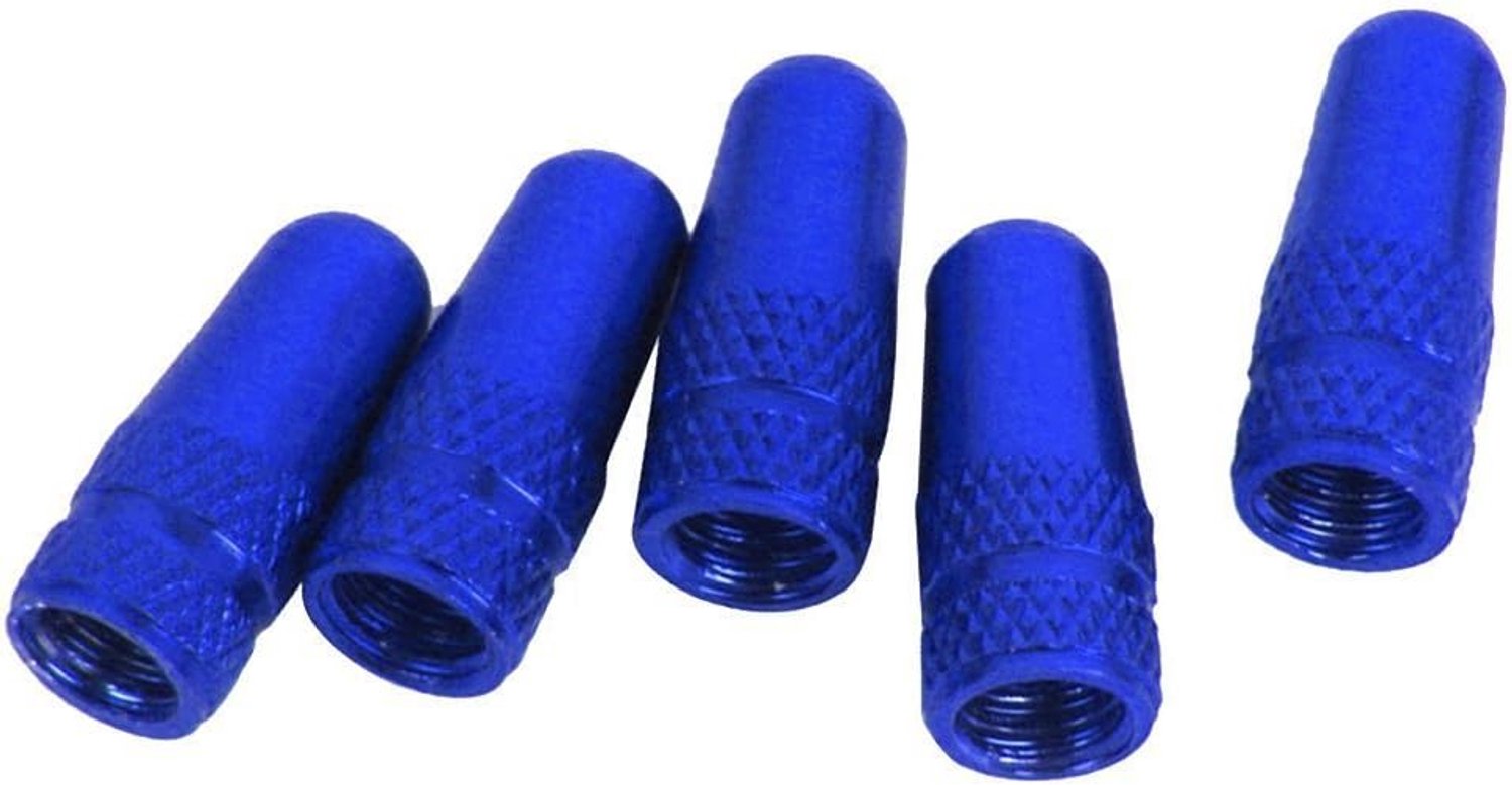 5x Blauwe Aluminium Ventieldopjes voor Fietsen - Merkloos