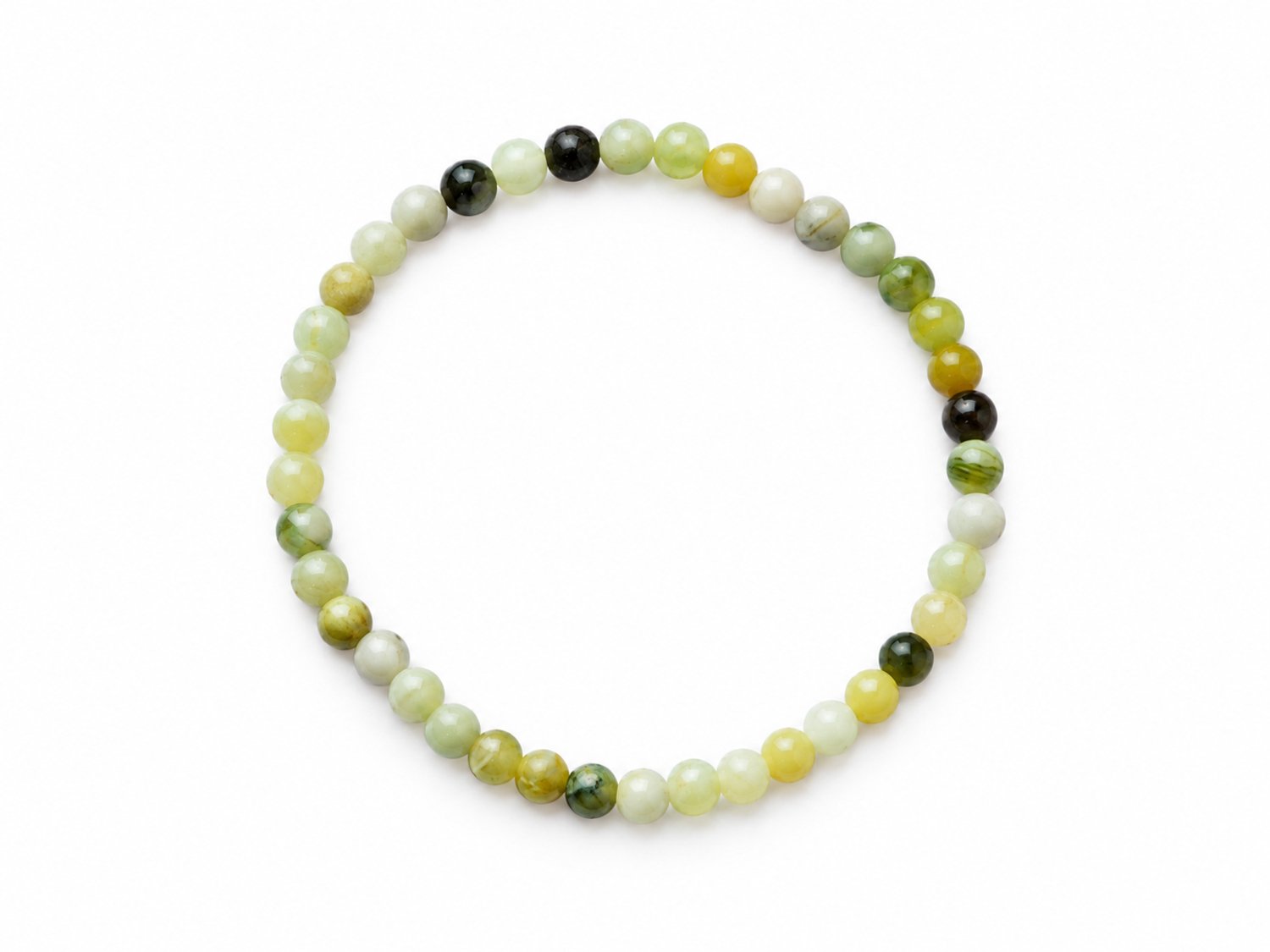 Serpentijn Armband 17 cm – 4 mm Kralen – Natuursteen Edelsteen Armband – Elastische Kralenarmband – Groen Geel – Dames en Heren – Serpentijn - Serpentijn Armband – Armband met kleine kralen – Fijne armband – Natuursteen armband
