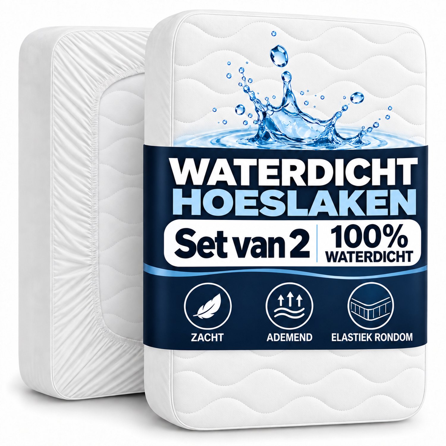 2-delige Set Matrasbeschermers 100 g/m², 90x200, 120x200, 140x200, 160x200, 180x200 of 200x200 cm