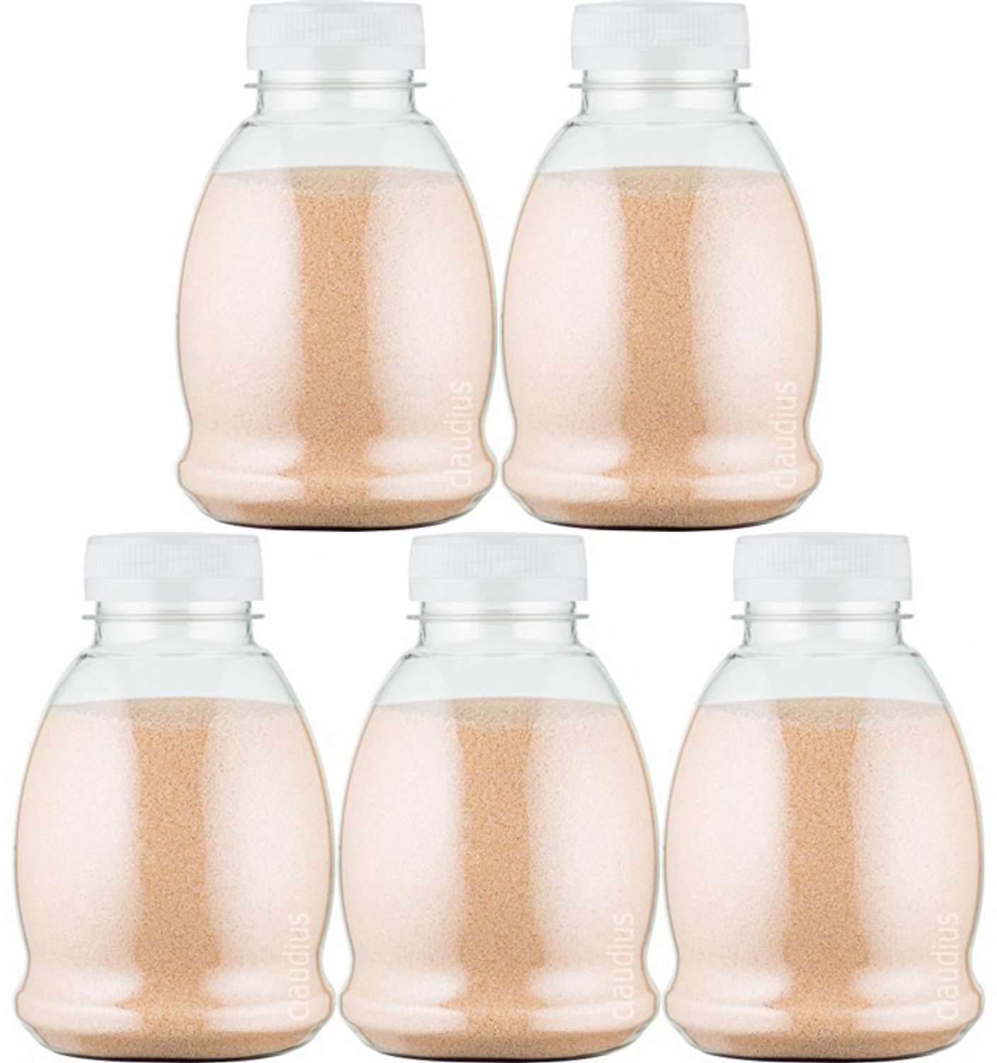Claudius Scrubzout Amandel - 375 gram - Fles met transparante dop - Set van 5 stuks - Hydraterende Lichaamsscrub - Body Scrub