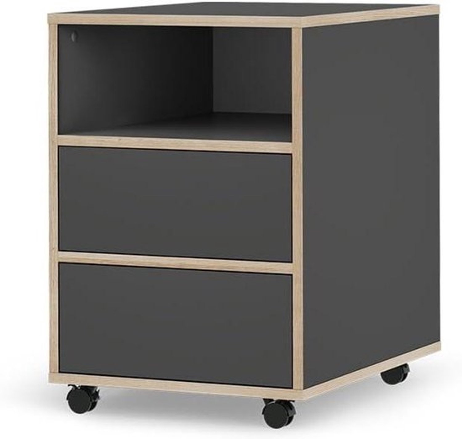 Roll container - Archiefkast voor bureau - Thuiswerken - Met wielen - 42x55x60.5 cm - Antraciet