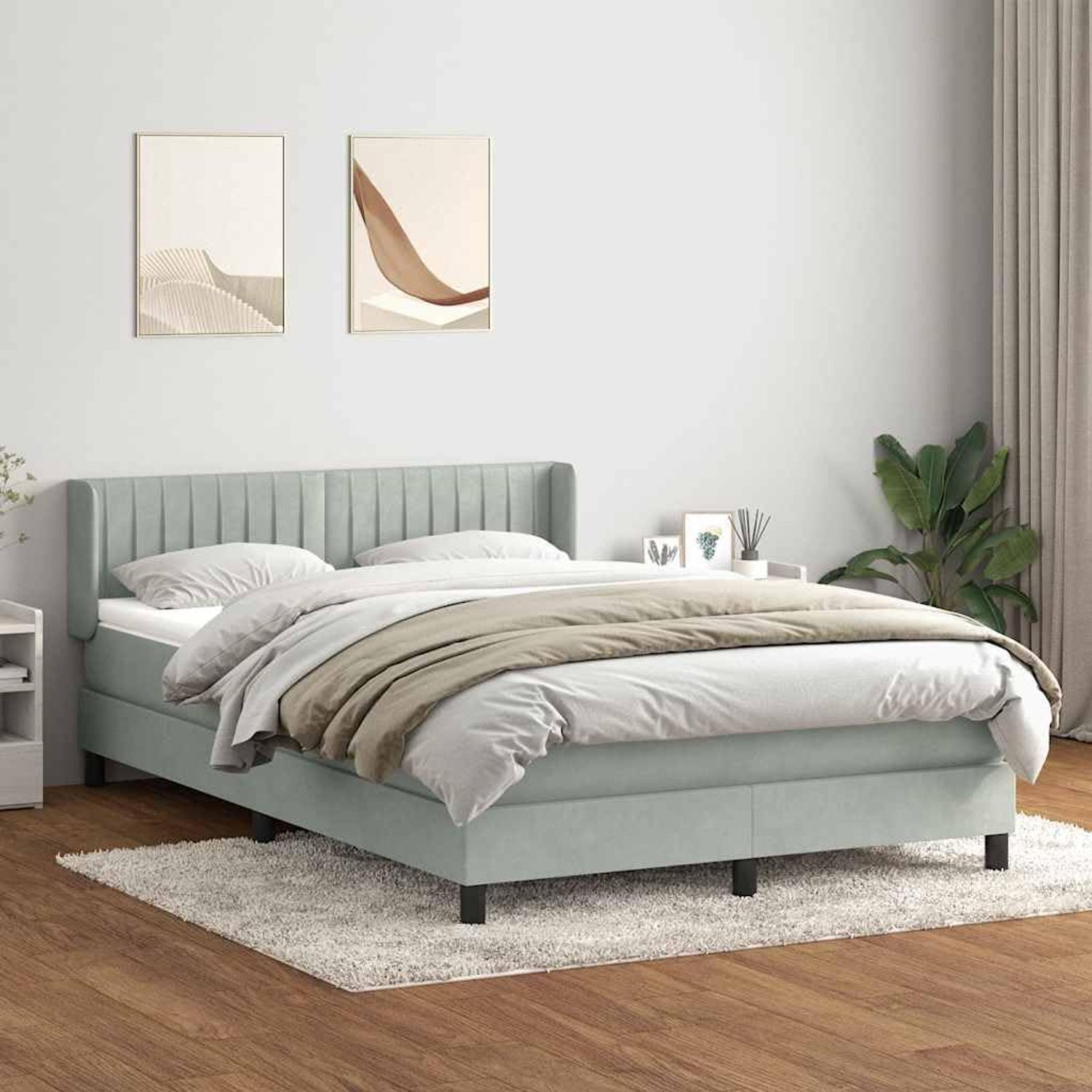 Boxspringbed pocketvering lichtgrijs 160x220 cm