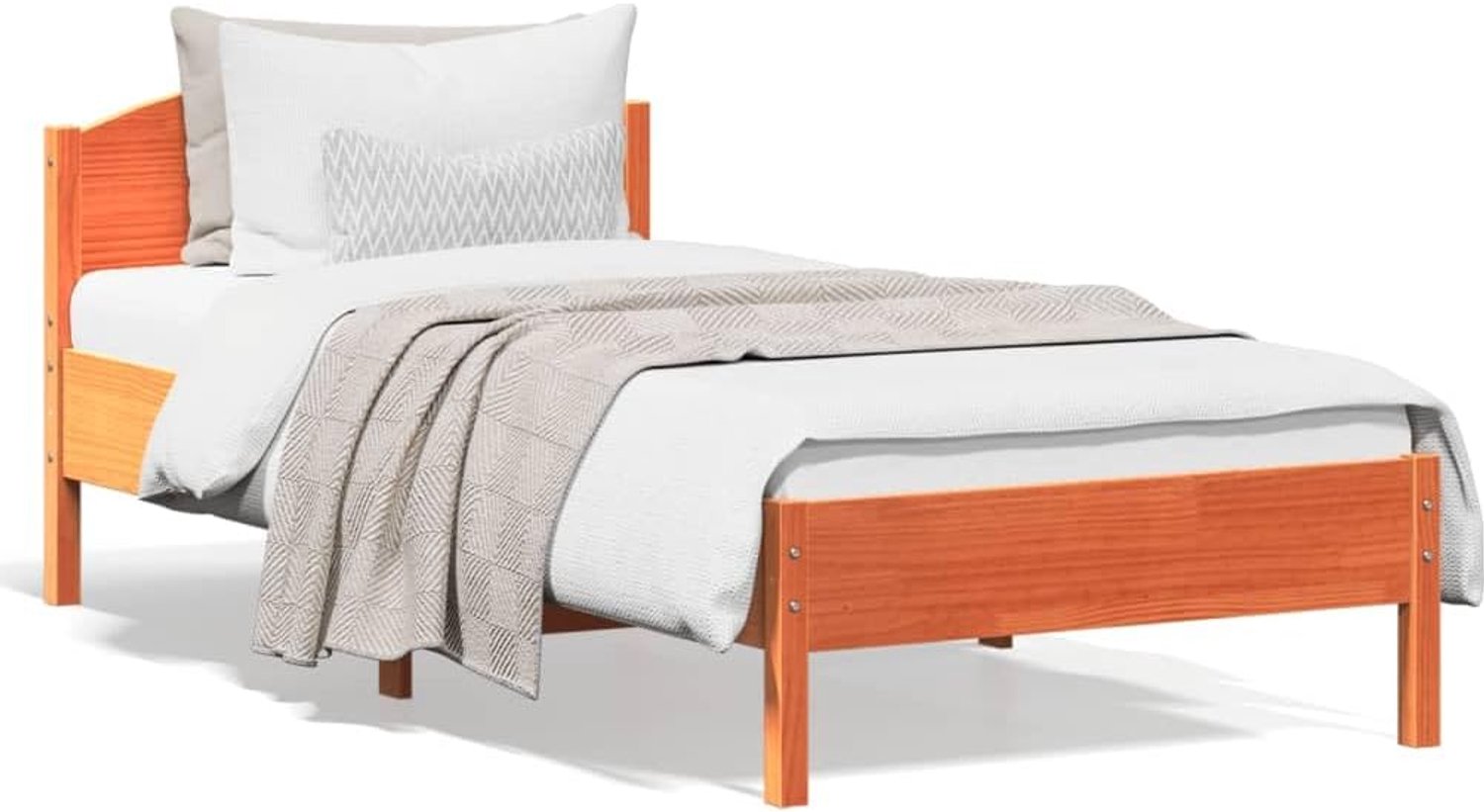 Grenenhouten bedframe met lattenbodem hoofdbord bruin 90x200 cm