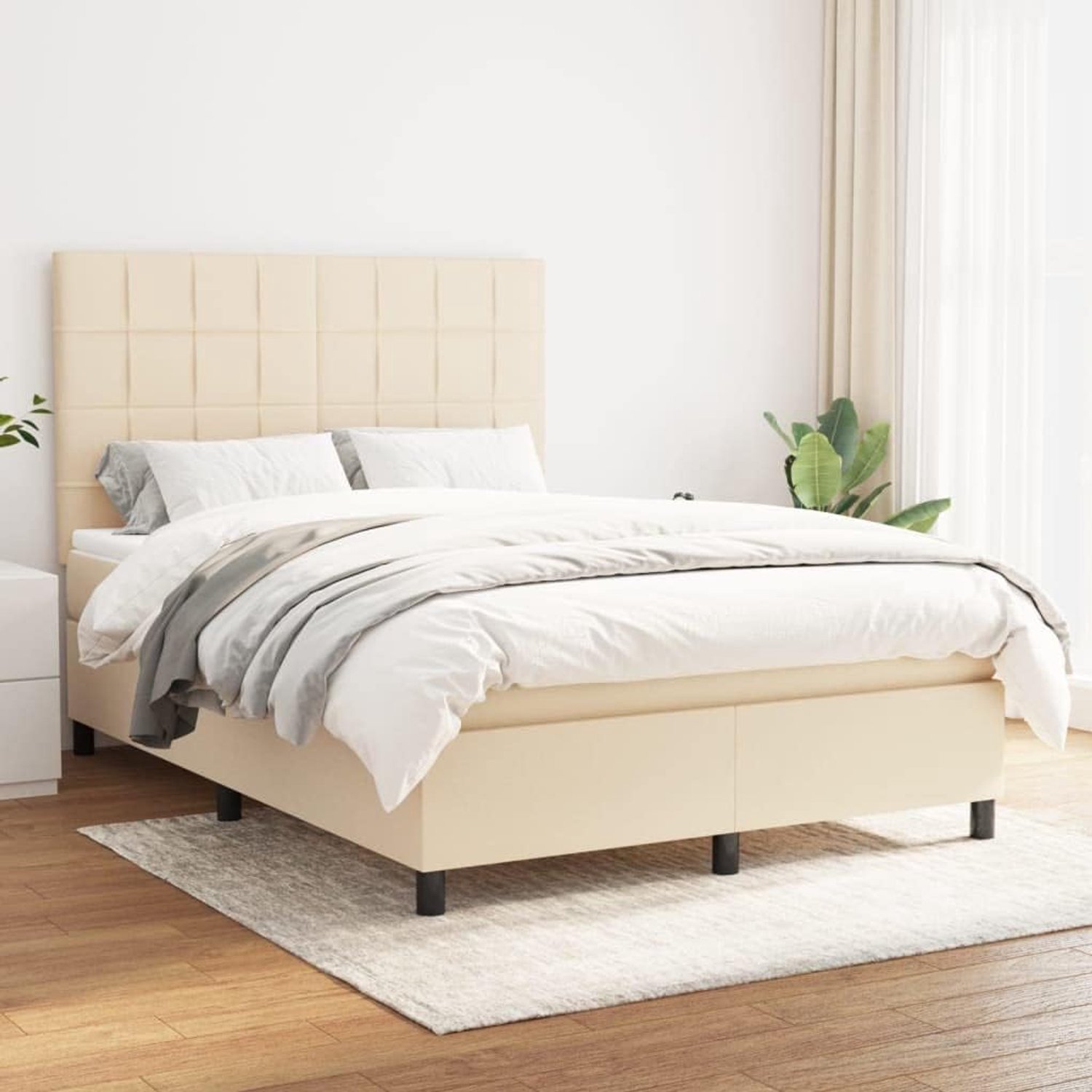 Duurzame stof Verstelbaar hoofdbord pocketvering Crème 140x200