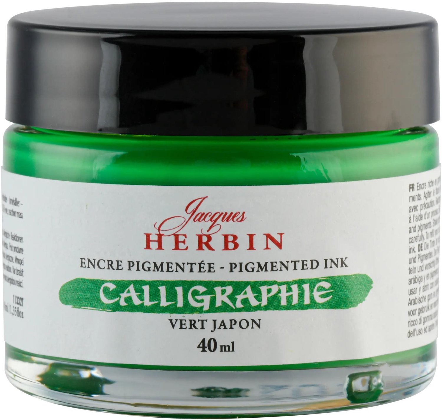 Jacques Herbin Kalligrafie Inkt – Gepigmenteerde Inkt voor Dip Pen en Kroontjespen – Japans Groen – 40 ml