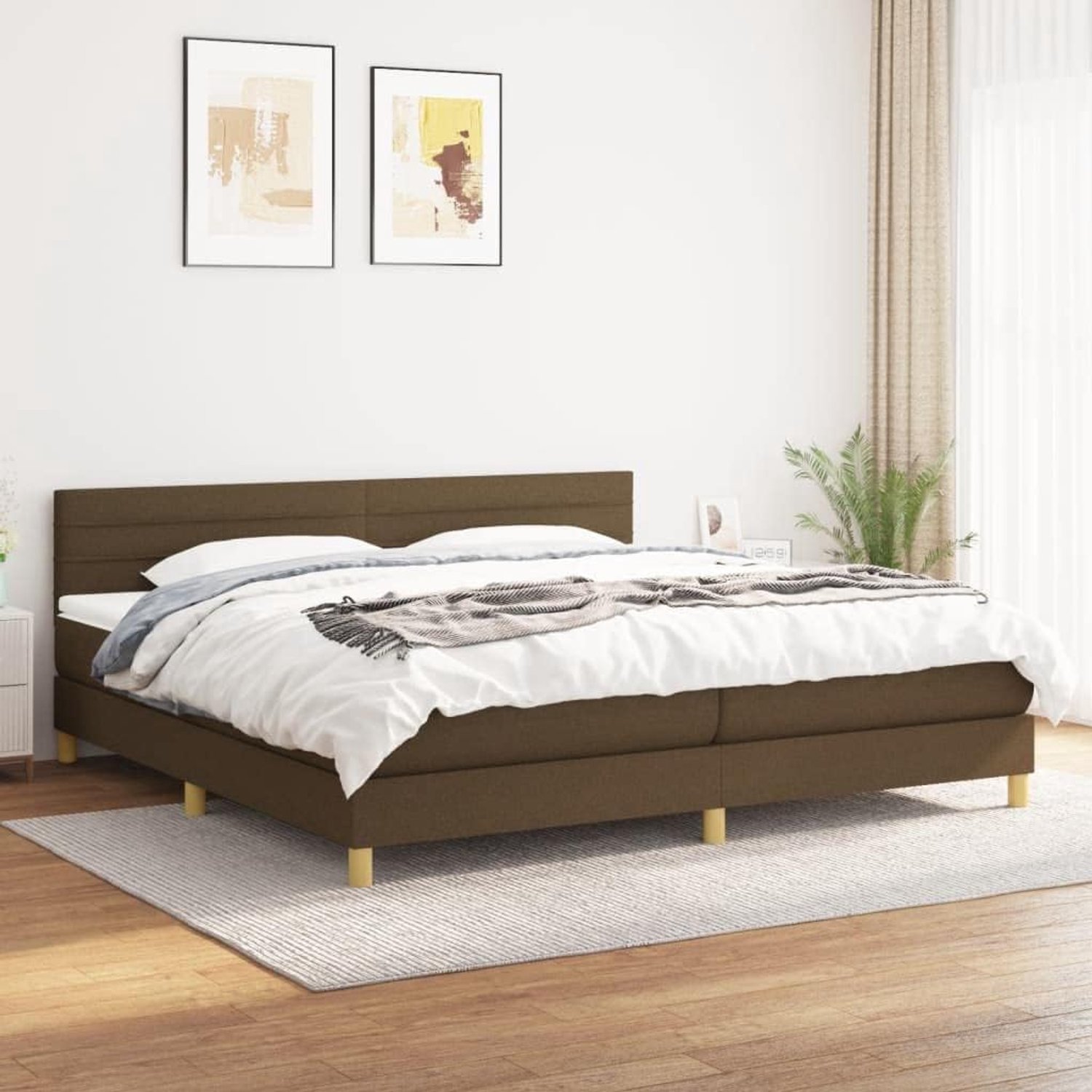 Stof Hoogteverstelbaar hoofdbord Boxspring 200x200 donkerbruin