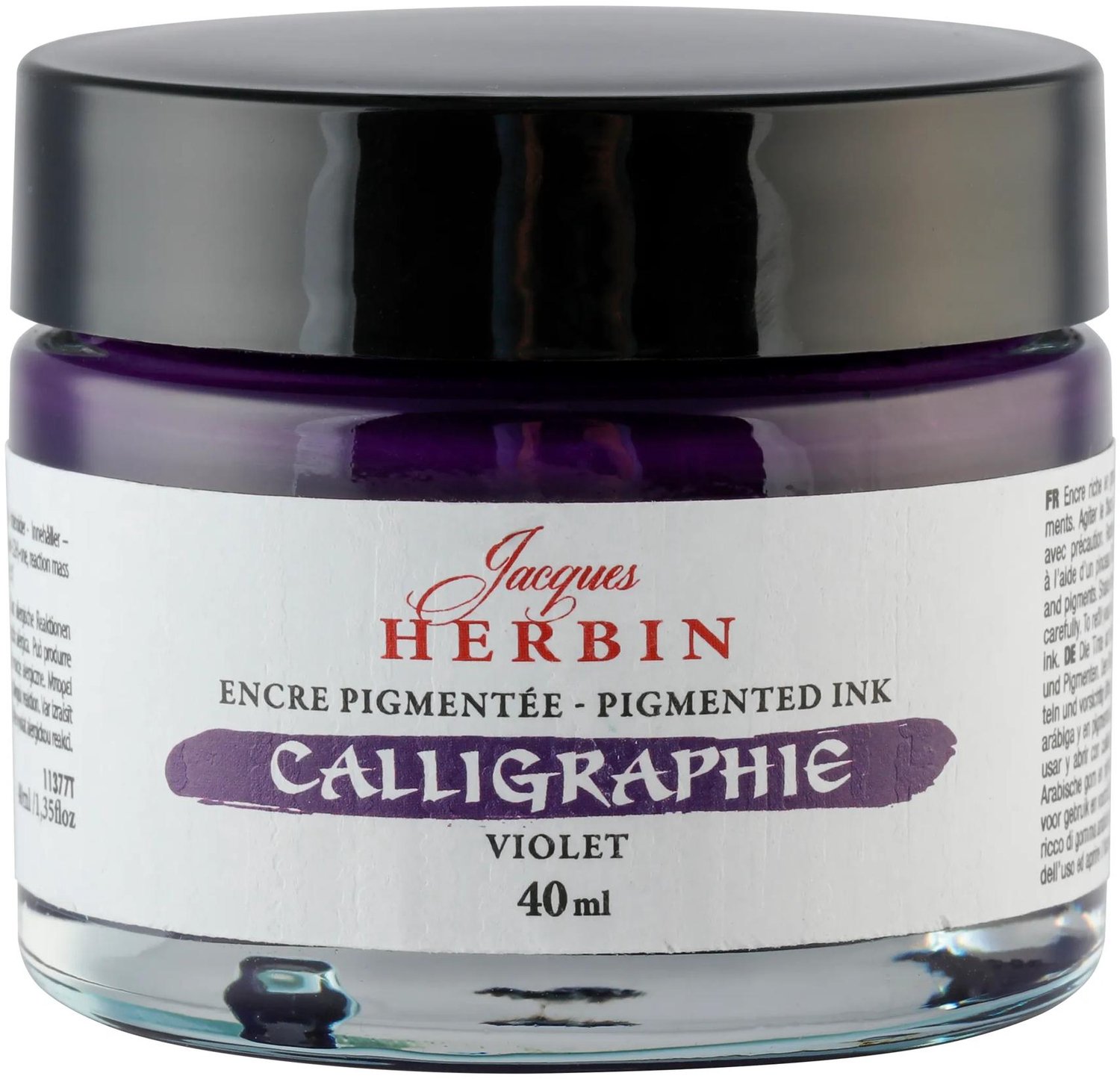 Jacques Herbin Kalligrafie Inkt – Gepigmenteerde Inkt voor Dip Pen en Kroontjespen – Violet Paars – 40 ml
