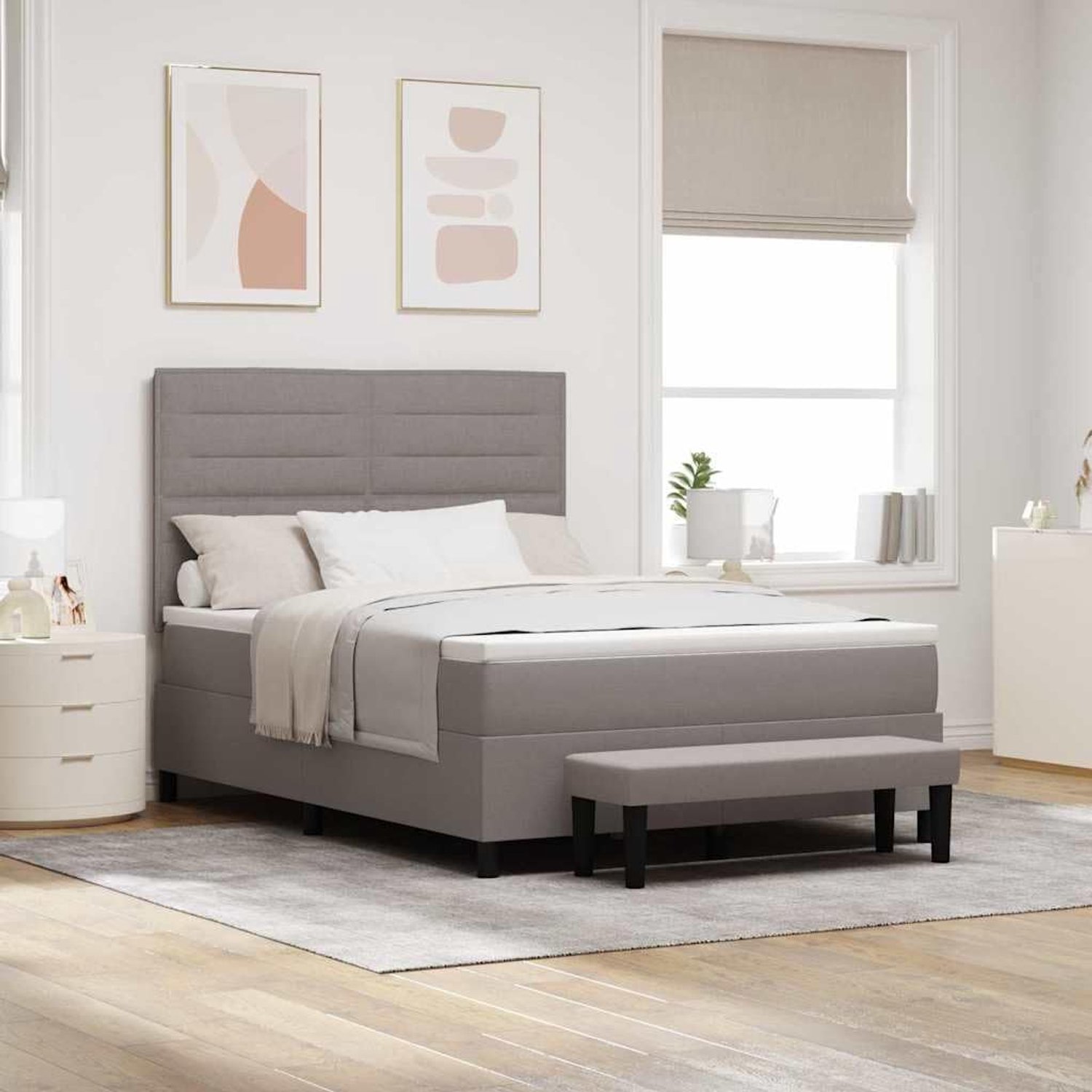 Boxspring met hoofdbord Modern slaapkamerbed Taupe 140x190 cm
