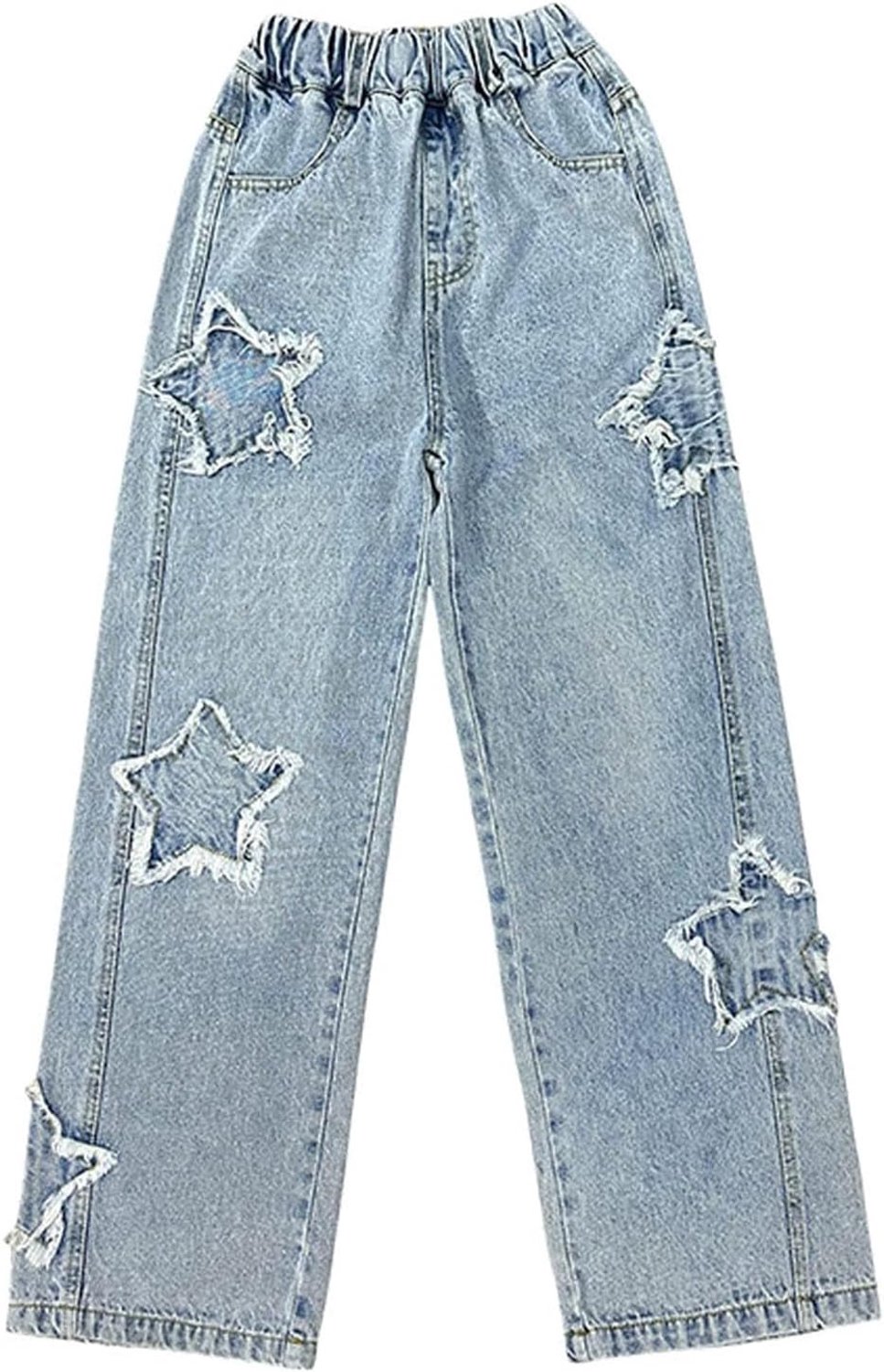 Jeans voor meisjes, casual denim broek met brede pijpen, kleding voor kinderen van 5 tot 14 jaar