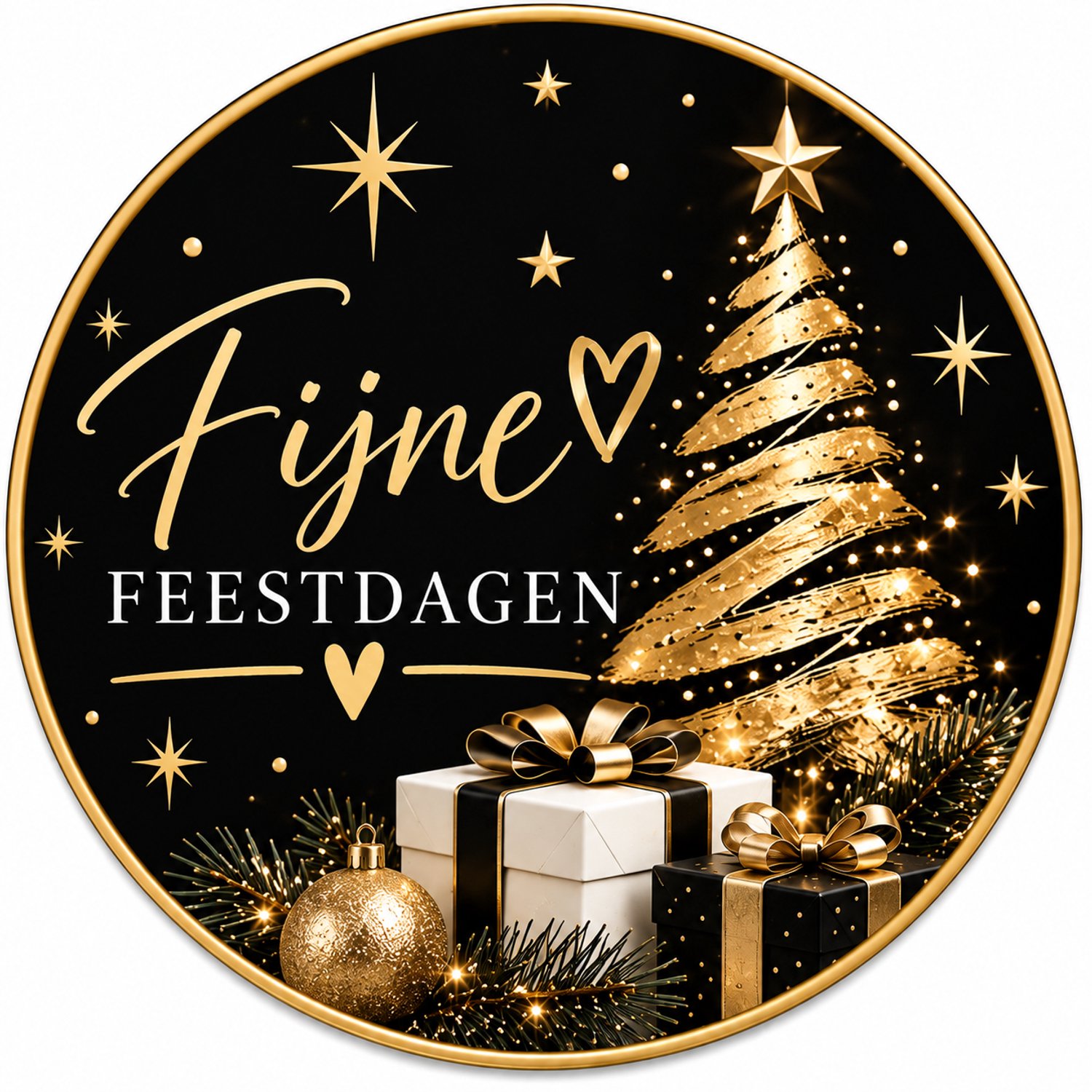 25x Sluitsticker: Fijne Feestdagen Kerstboom - Kerst labels - Feestdagen - Feest Sluitzegel - Rond - Cirkel - Stickers - Envelop sticker - Feestdagen - Kaart - Cadeau – deco - 40mm - RoNa Design