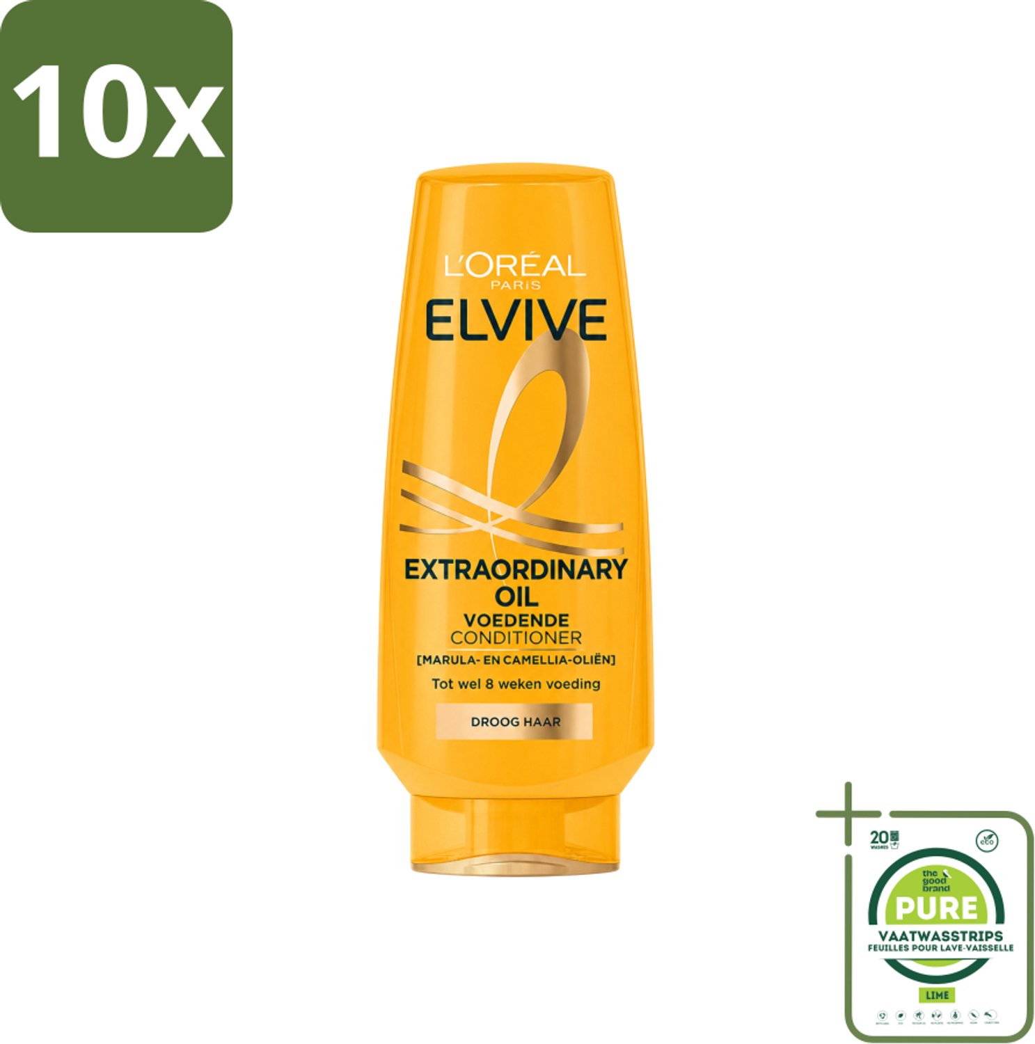 10 x L'Oréal Paris Elvive Extraordinary Oil - Conditioner - Droog Haar - 200ml - Grootverpakking - Vaatwasstrips - Droog Haar - Haar Verzorging - Haar Hydraatatie - Haar Herstel - Haar Glans